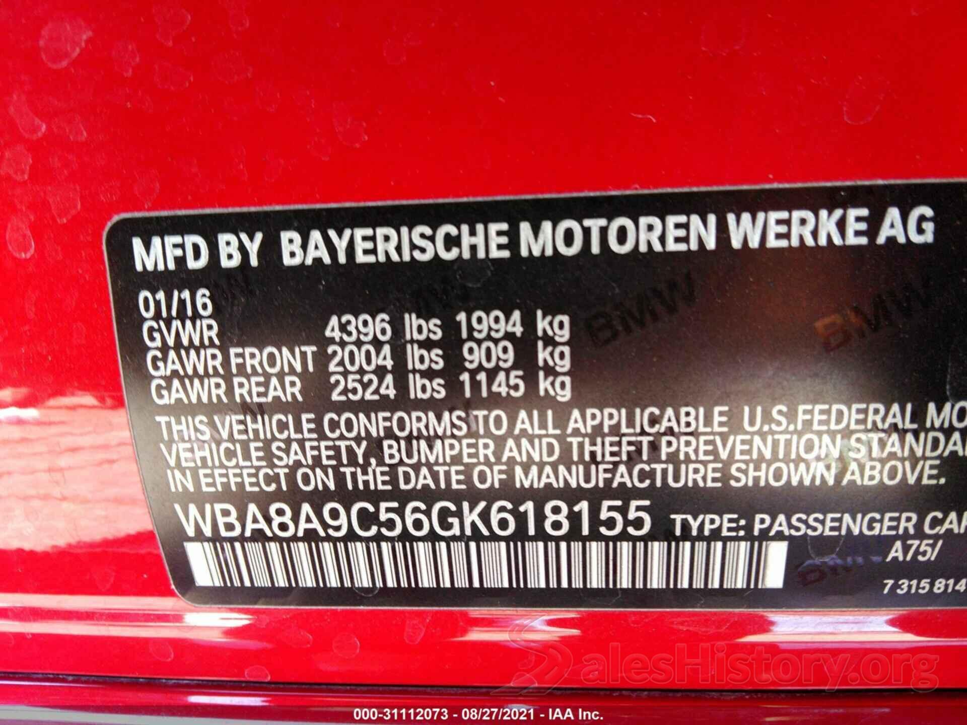 WBA8A9C56GK618155 2016 BMW 3 SERIES