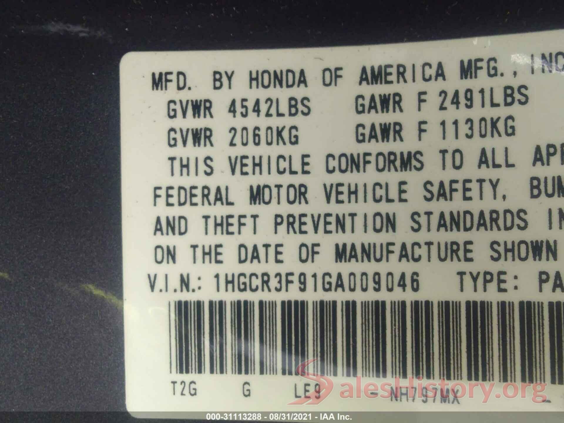 1HGCR3F91GA009046 2016 HONDA ACCORD SEDAN