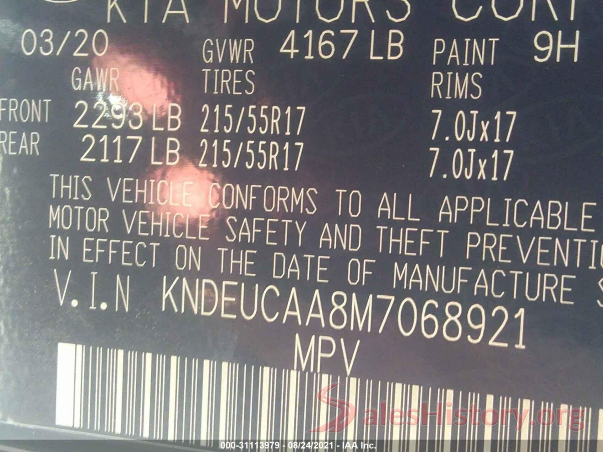 KNDEUCAA8M7068921 2021 KIA SELTOS