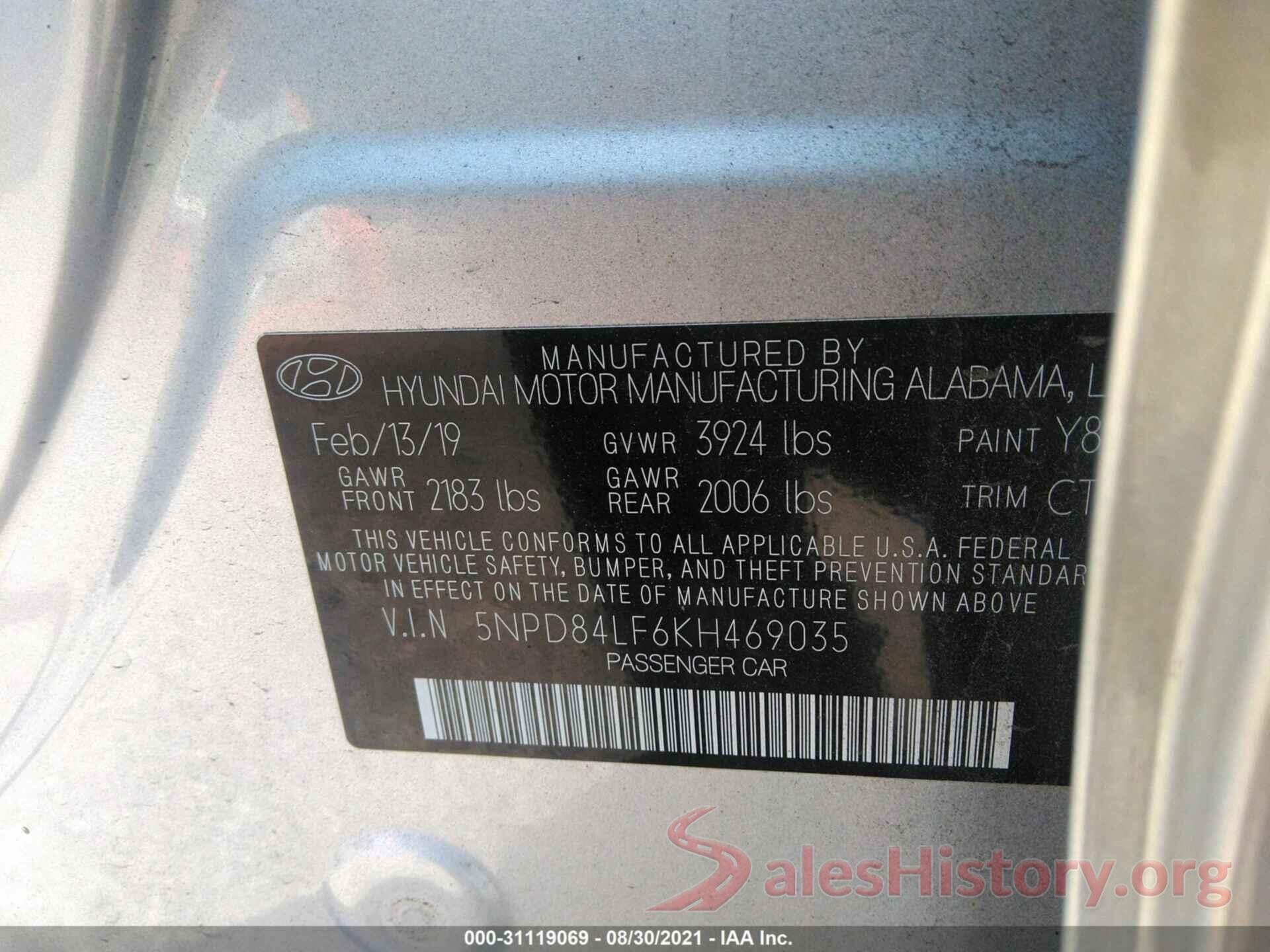 5NPD84LF6KH469035 2019 HYUNDAI ELANTRA