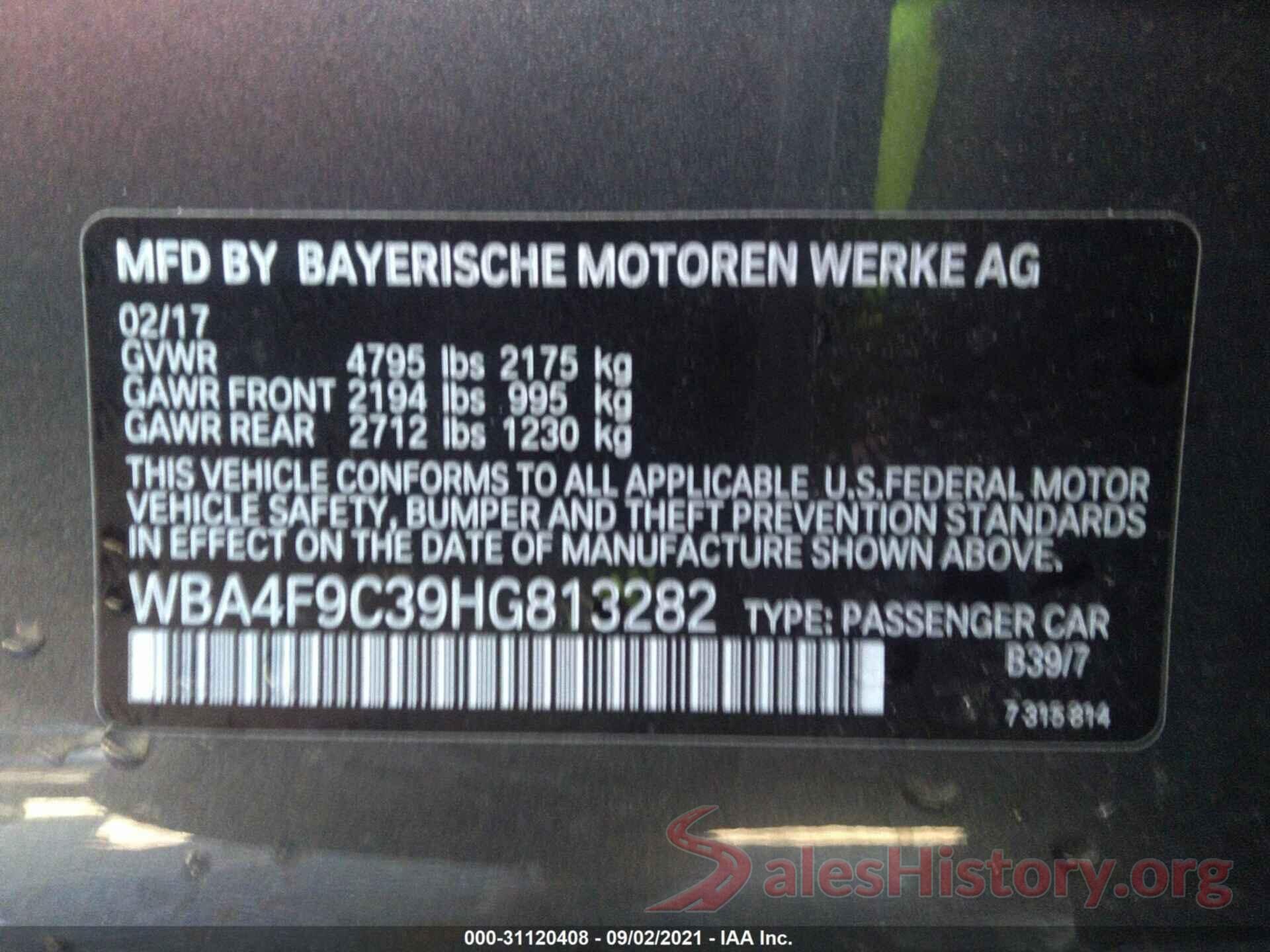 WBA4F9C39HG813282 2017 BMW 4 SERIES