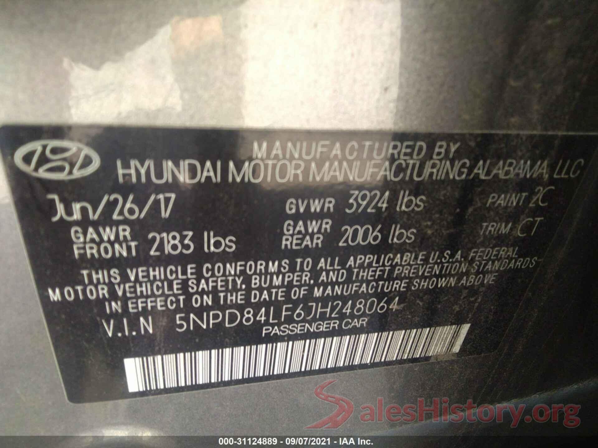 5NPD84LF6JH248064 2018 HYUNDAI ELANTRA