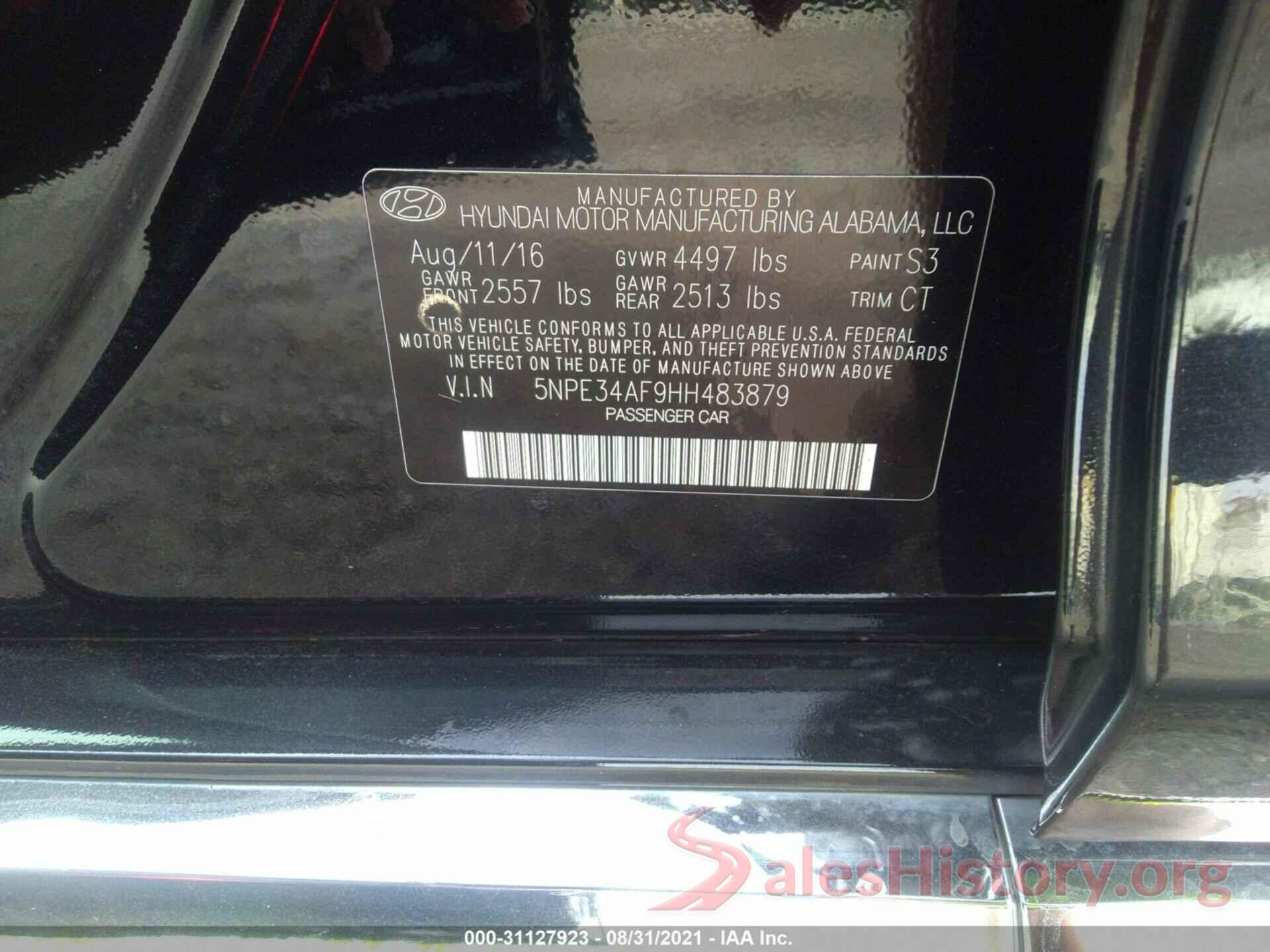 5NPE34AF9HH483879 2017 HYUNDAI SONATA