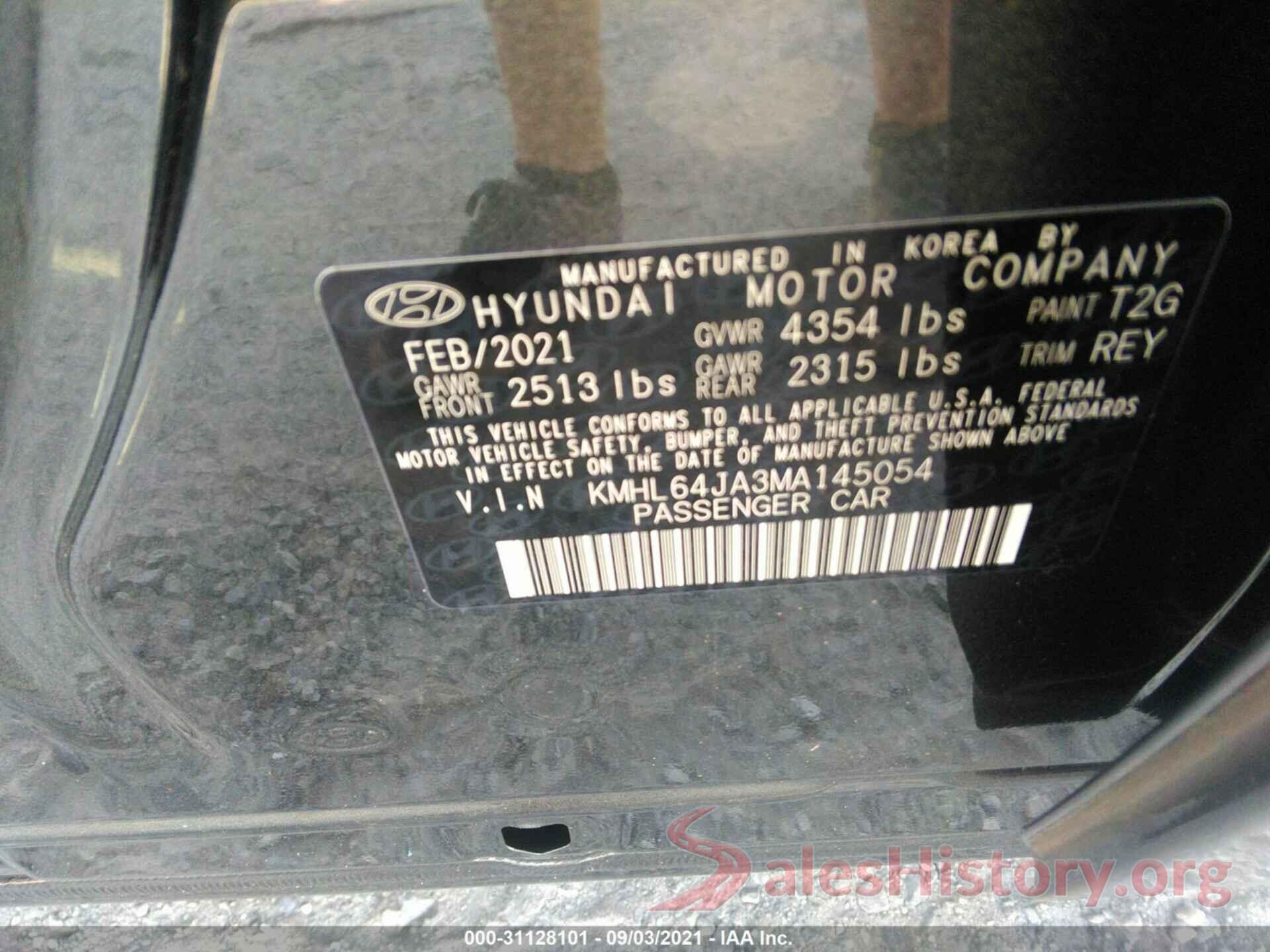 KMHL64JA3MA145054 2021 HYUNDAI SONATA