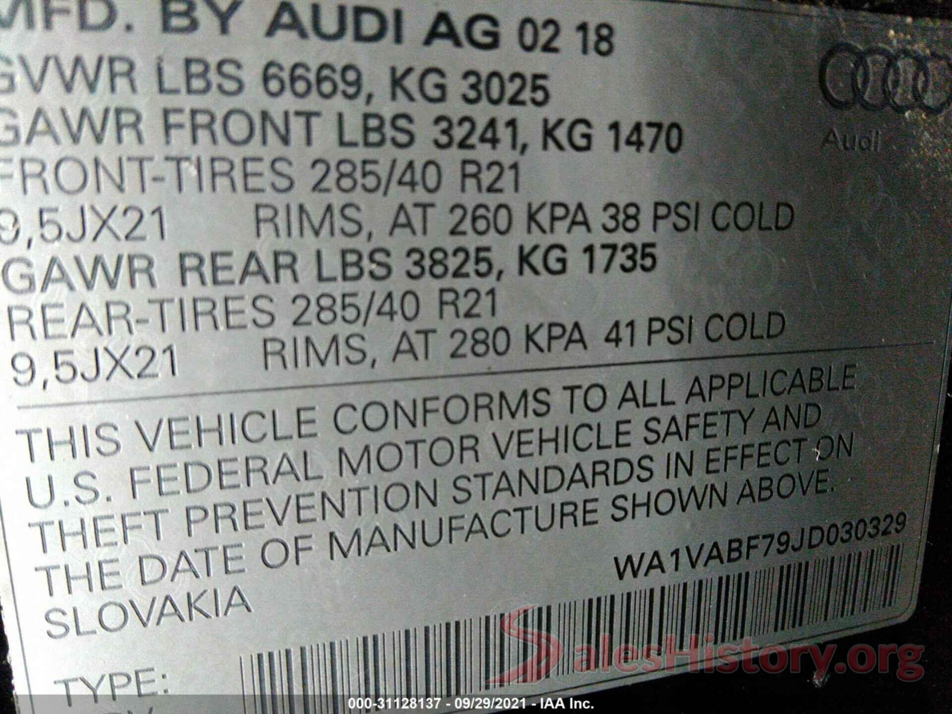 WA1VABF79JD030329 2018 AUDI Q7