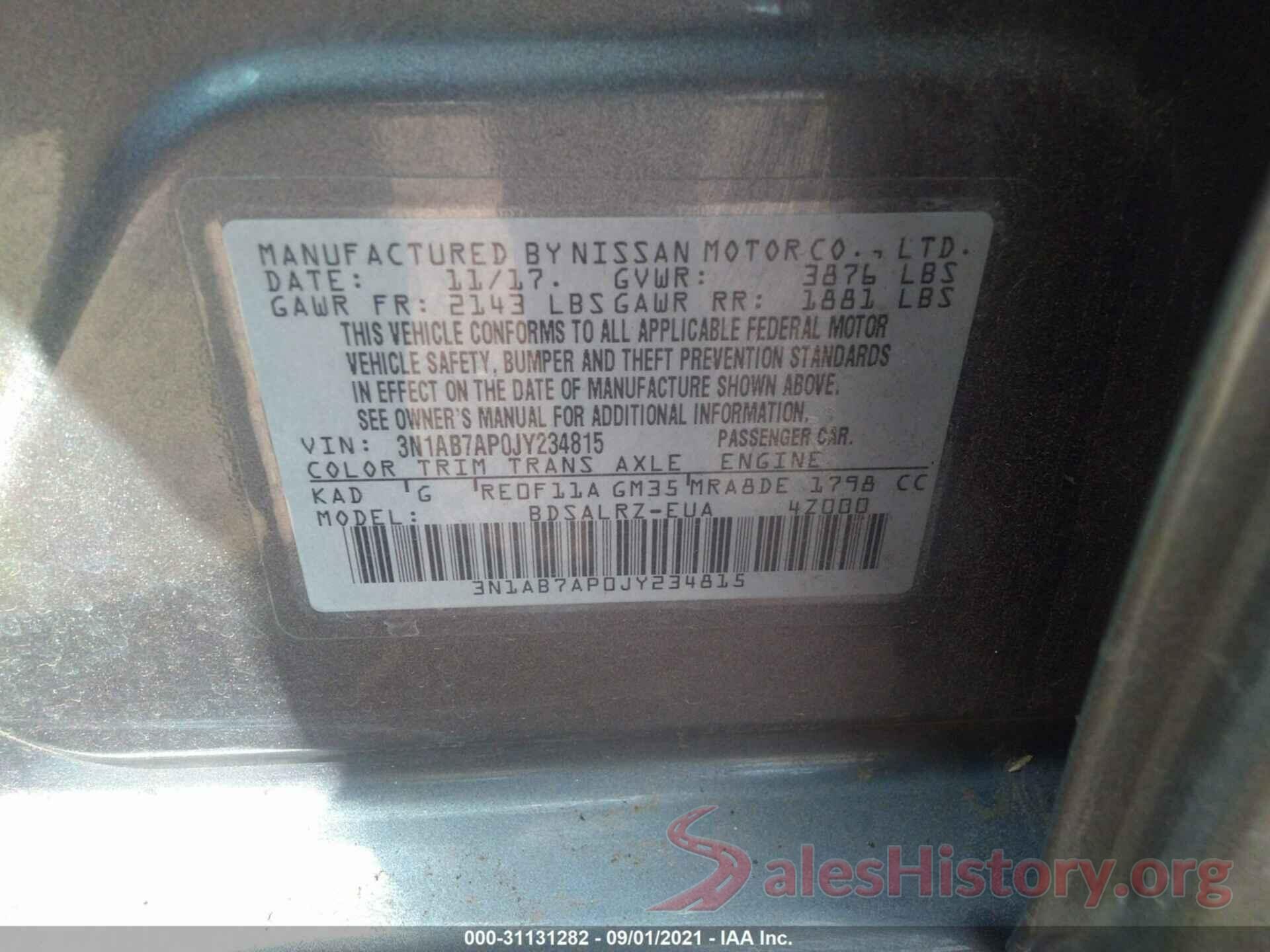 3N1AB7AP0JY234815 2018 NISSAN SENTRA