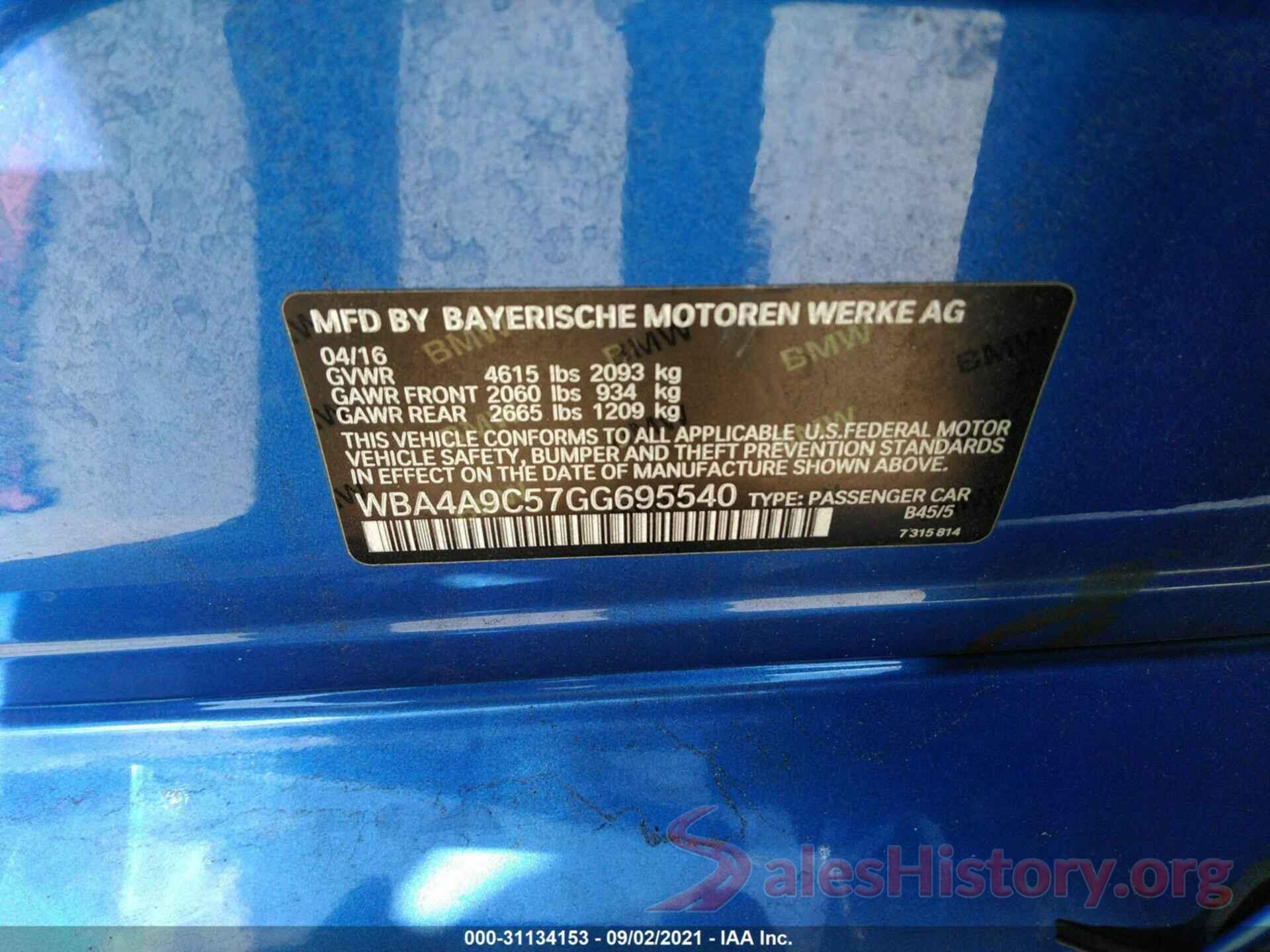 WBA4A9C57GG695540 2016 BMW 4 SERIES