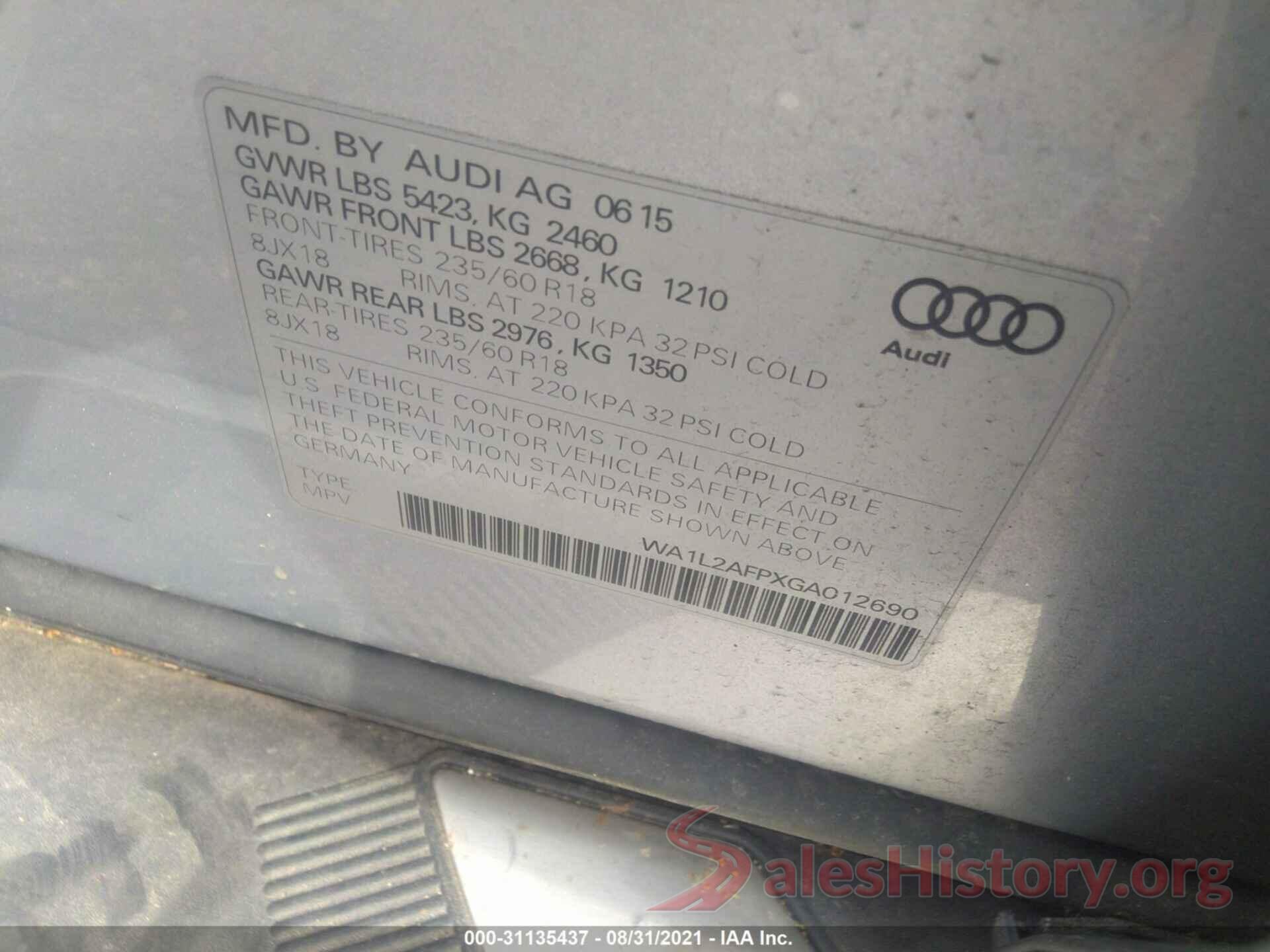 WA1L2AFPXGA012690 2016 AUDI Q5