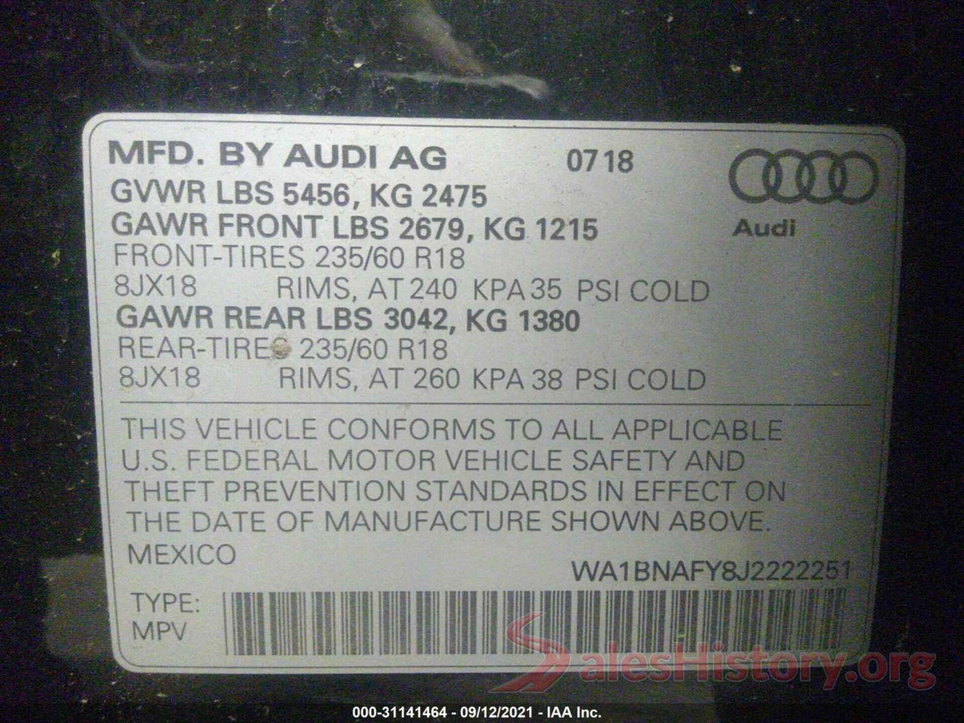 WA1BNAFY8J2222251 2018 AUDI Q5