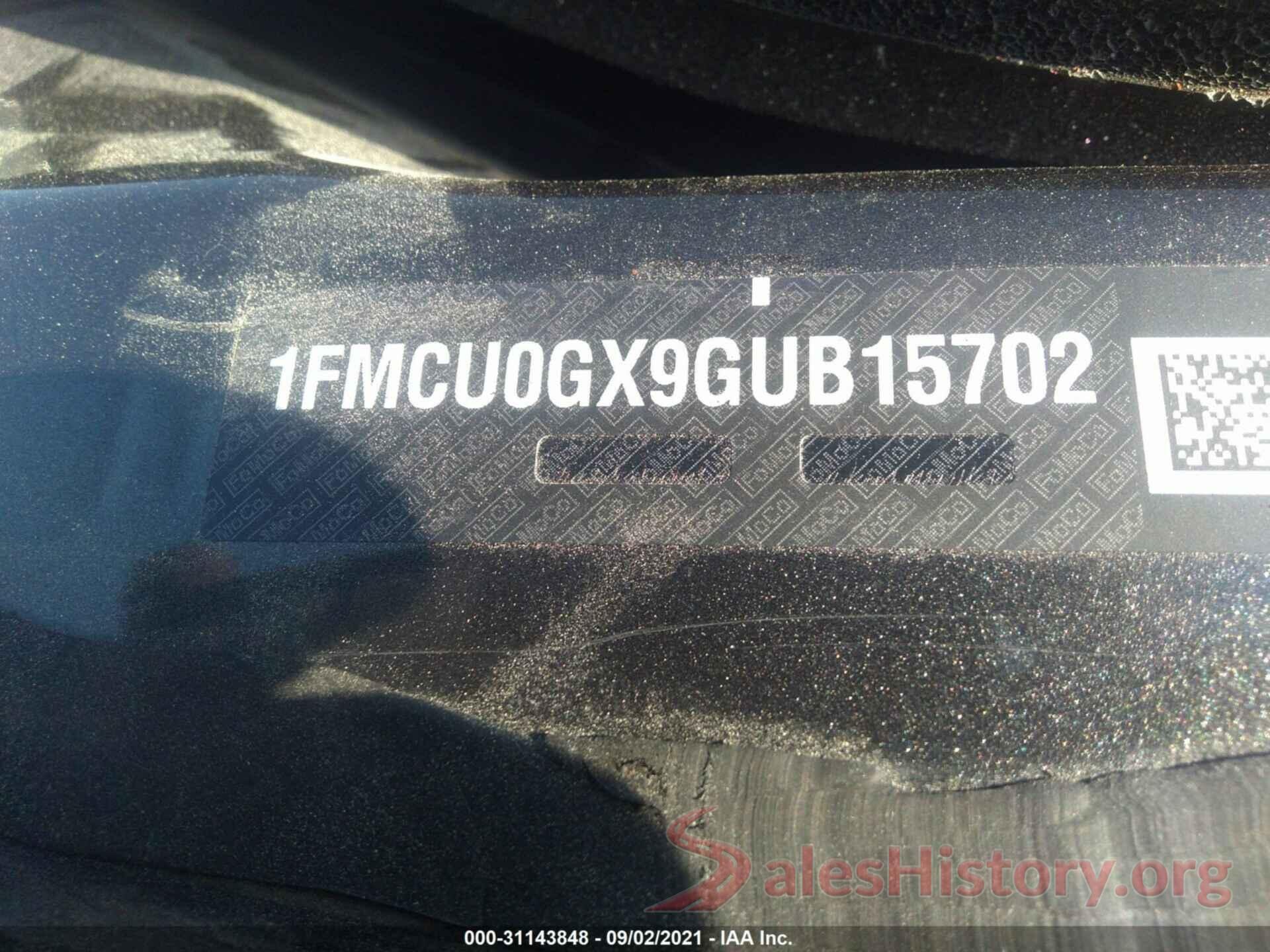 1FMCU0GX9GUB15702 2016 FORD ESCAPE