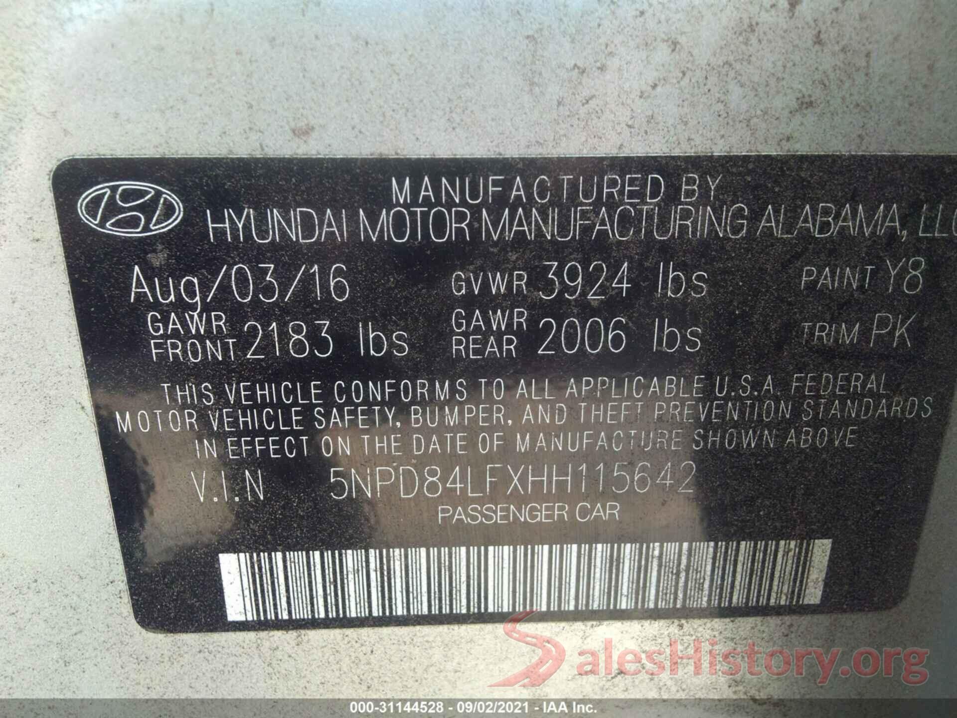 5NPD84LFXHH115642 2017 HYUNDAI ELANTRA