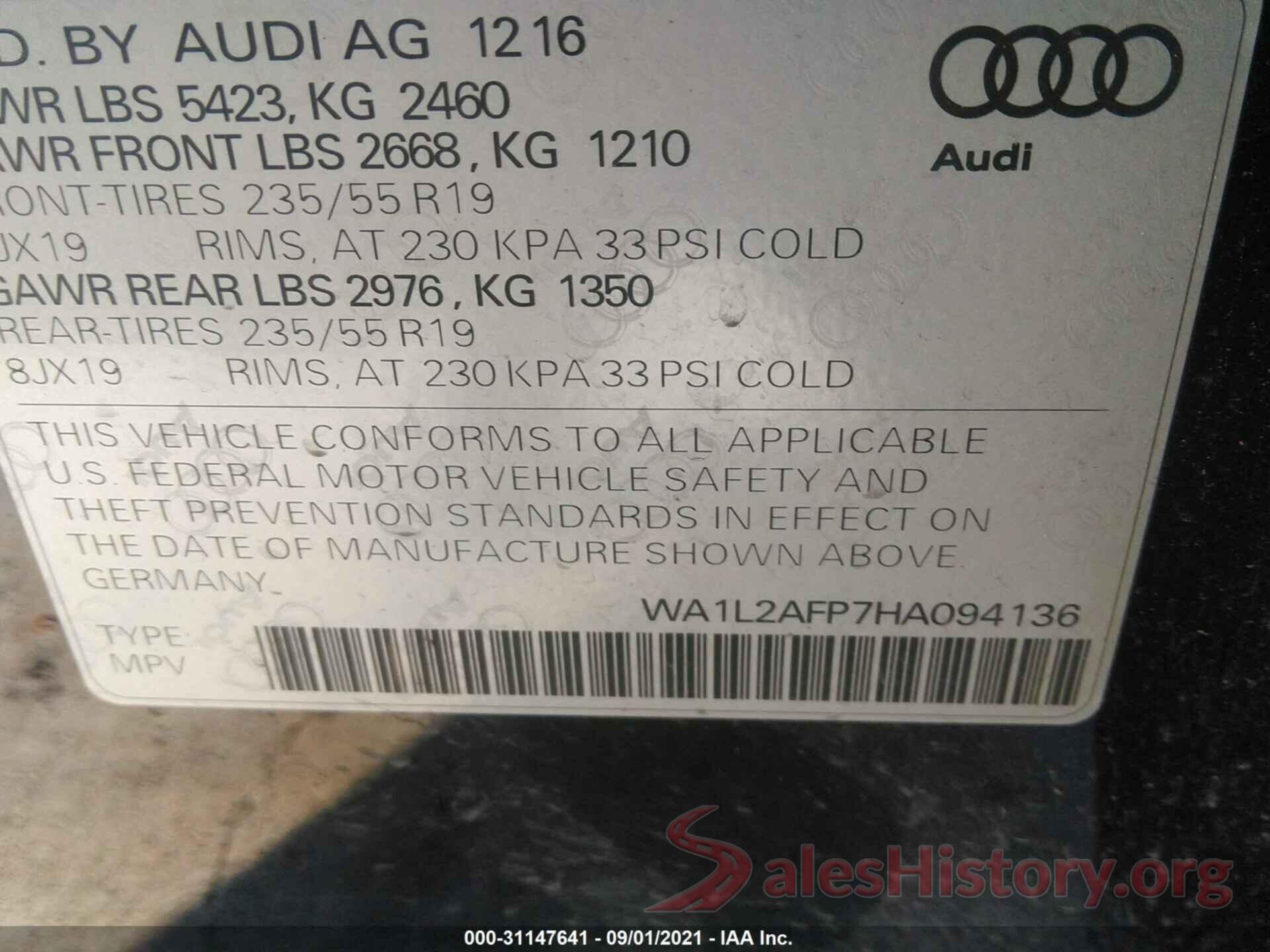 WA1L2AFP7HA094136 2017 AUDI Q5