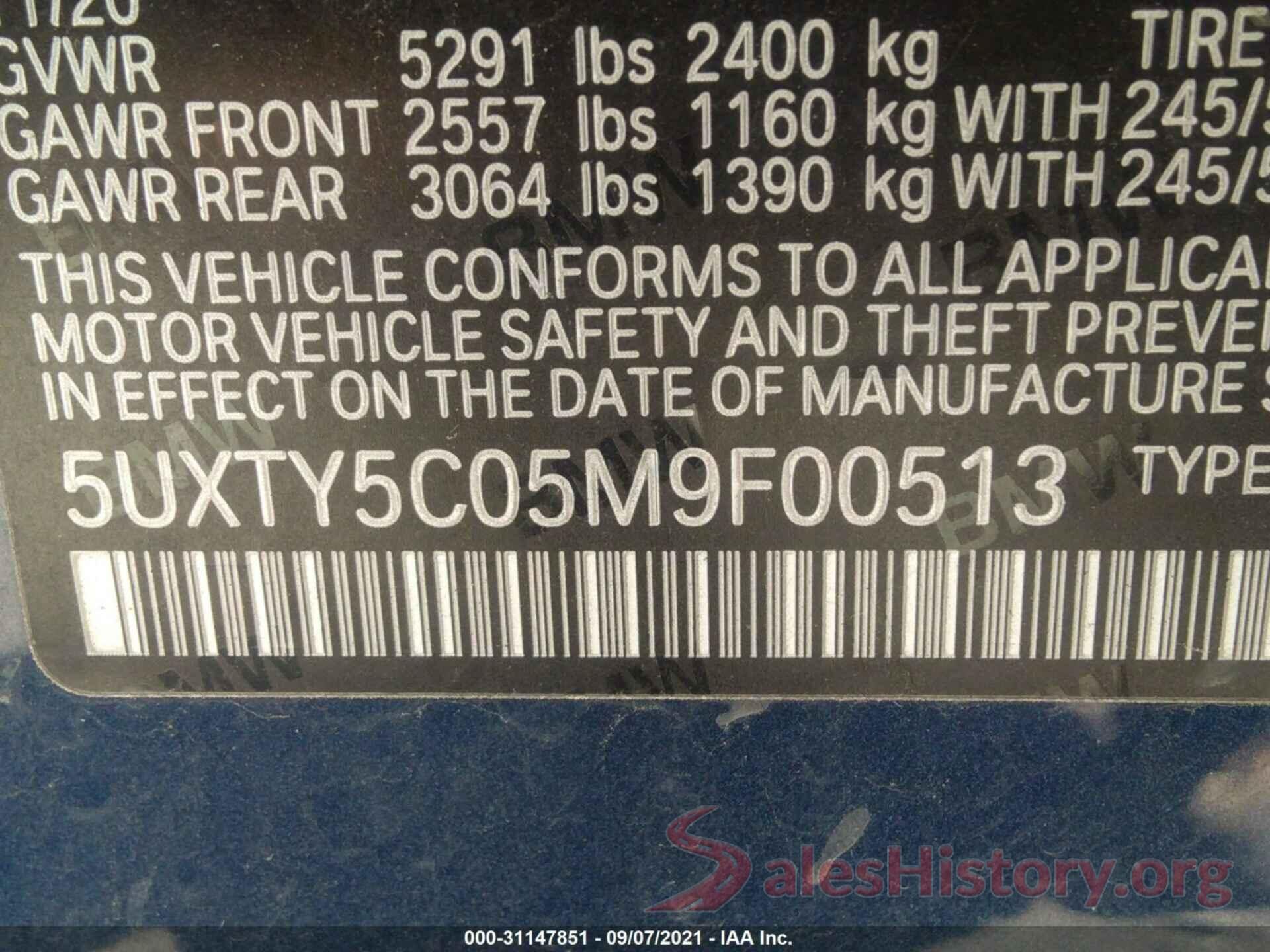 5UXTY5C05M9F00513 2021 BMW X3