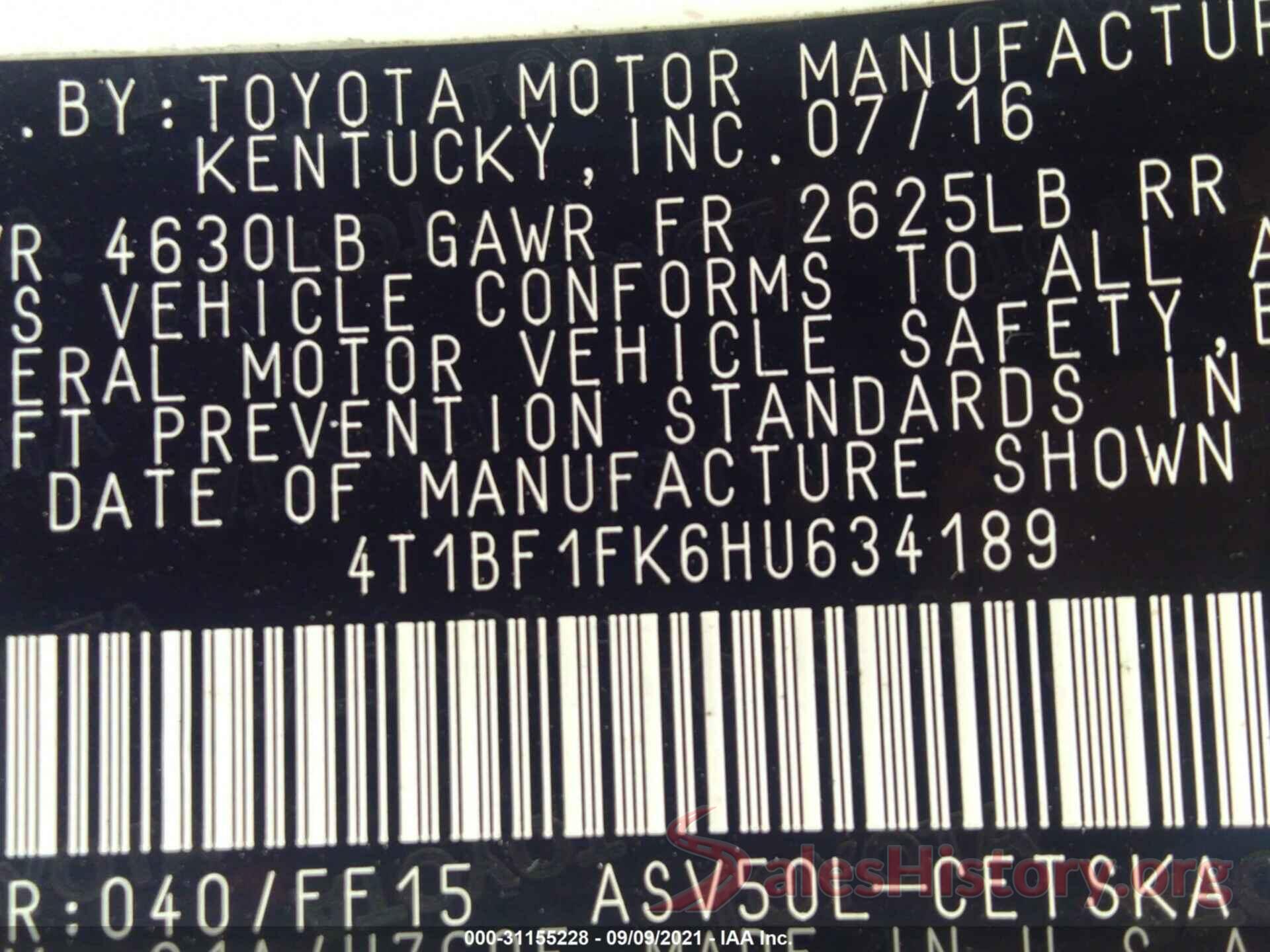 4T1BF1FK6HU634189 2017 TOYOTA CAMRY