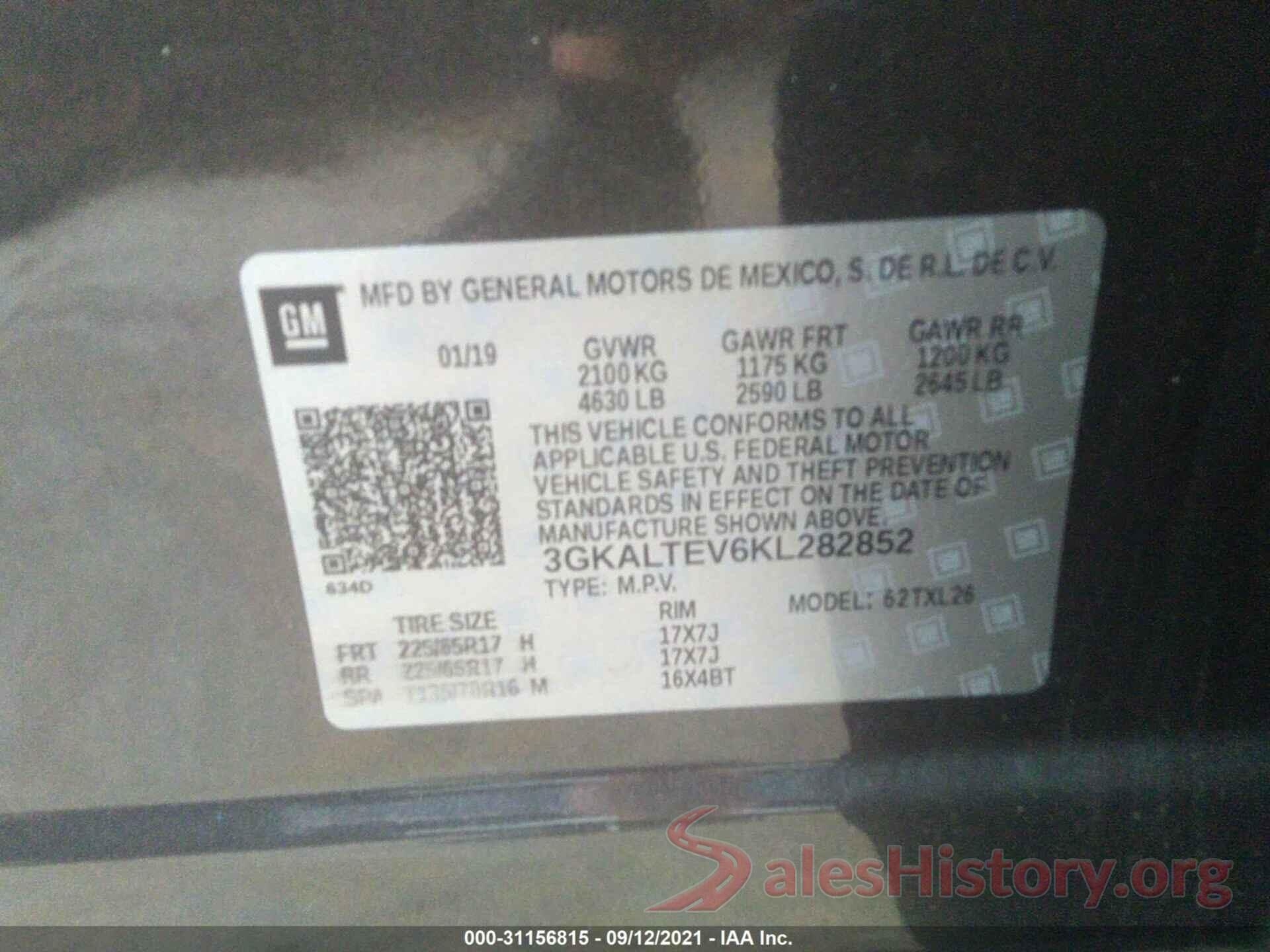 3GKALTEV6KL282852 2019 GMC TERRAIN