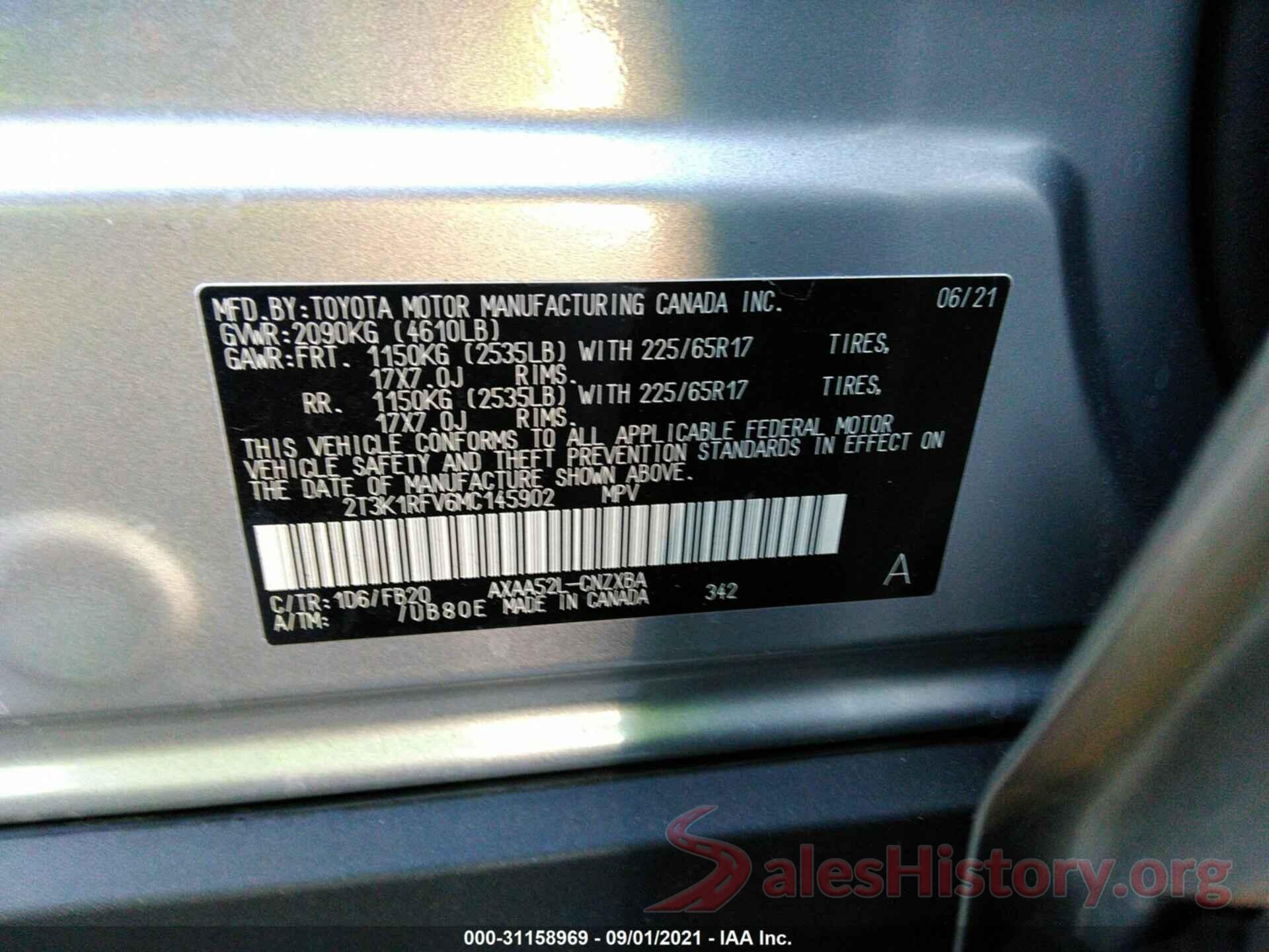 2T3K1RFV6MC145902 2021 TOYOTA RAV4