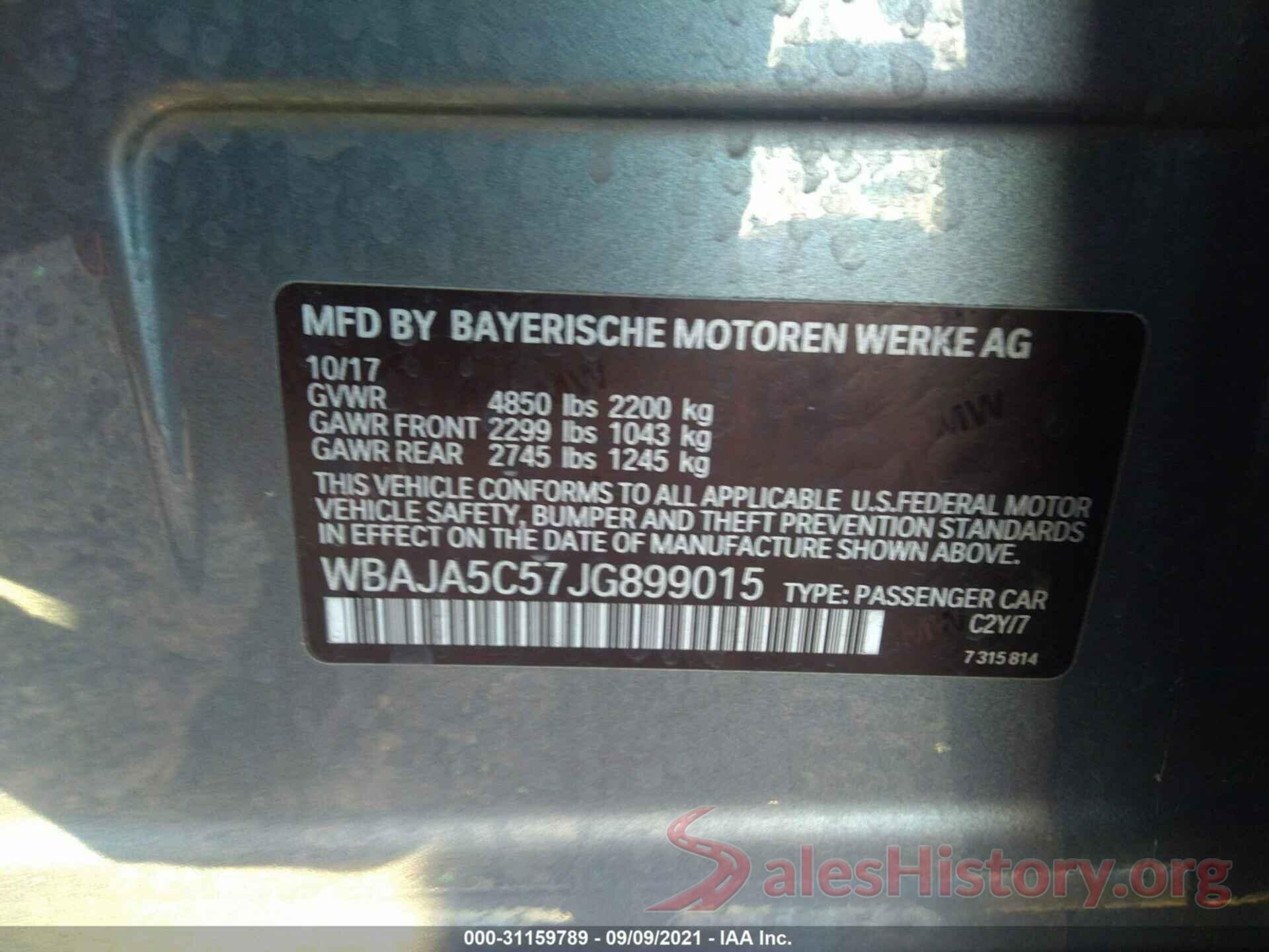 WBAJA5C57JG899015 2018 BMW 5 SERIES