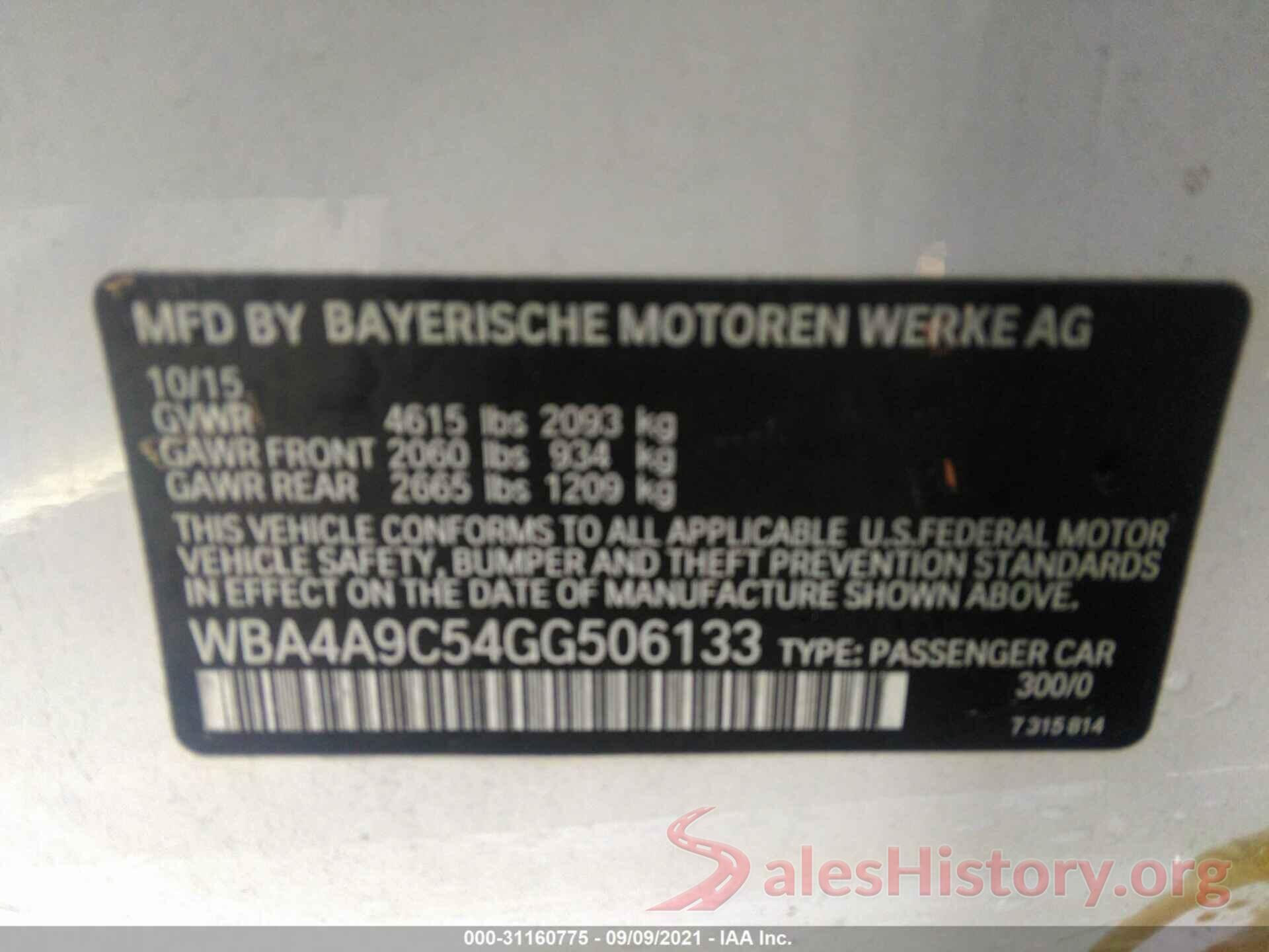 WBA4A9C54GG506133 2016 BMW 4 SERIES