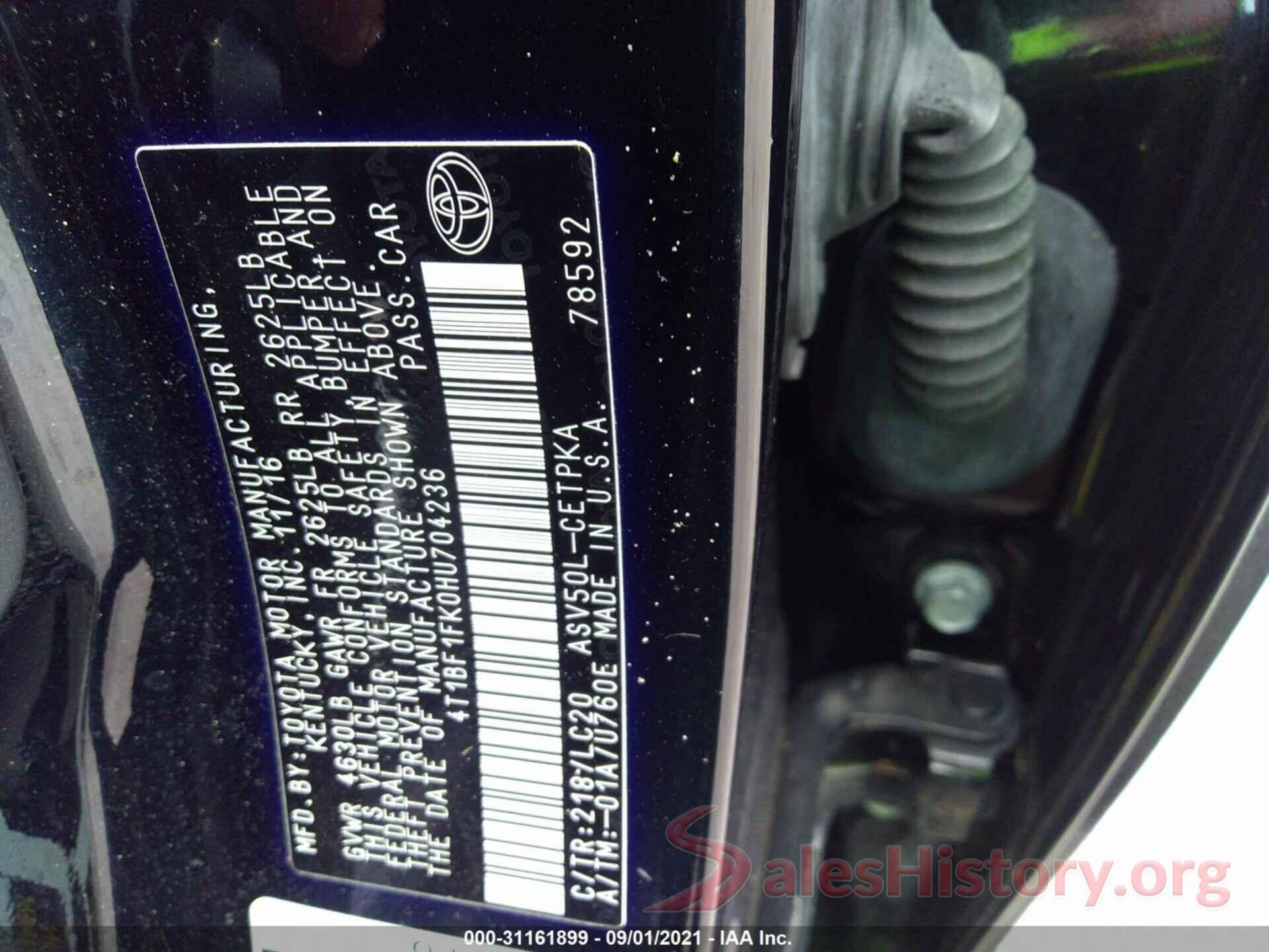 4T1BF1FK0HU704236 2017 TOYOTA CAMRY