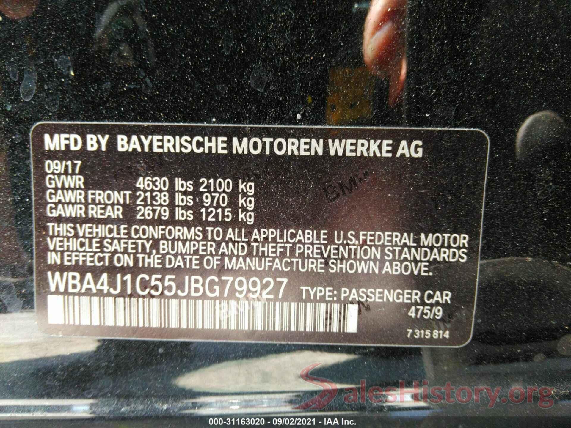 WBA4J1C55JBG79927 2018 BMW 4 SERIES