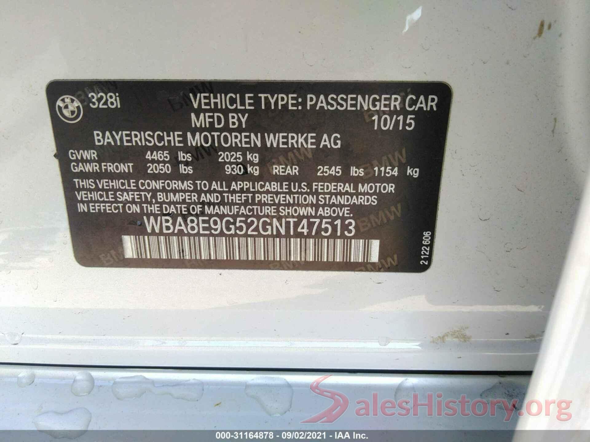 WBA8E9G52GNT47513 2016 BMW 3 SERIES