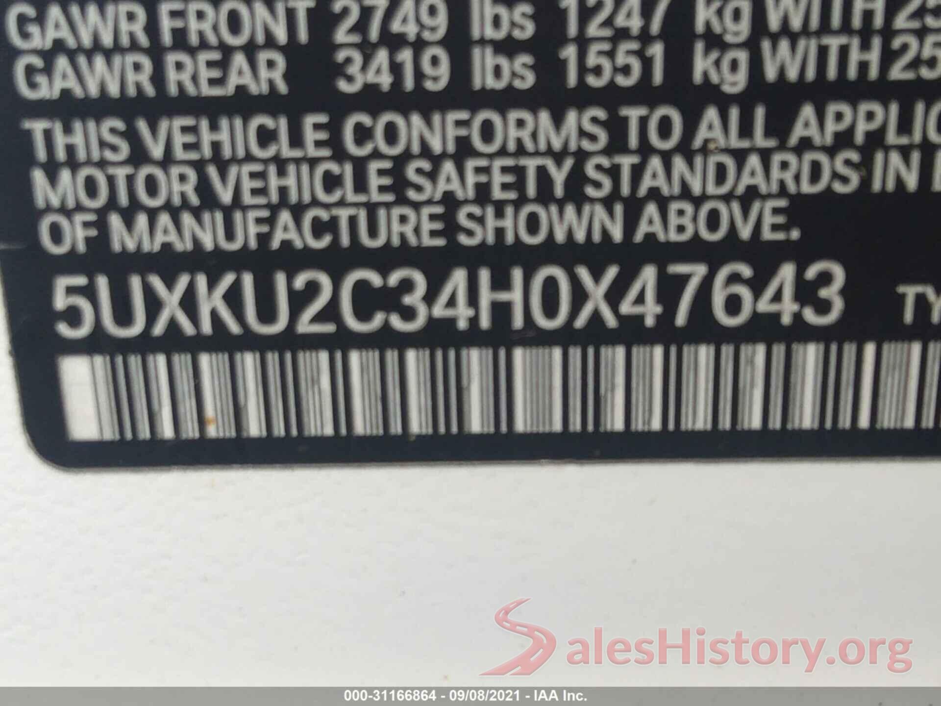 5UXKU2C34H0X47643 2017 BMW X6