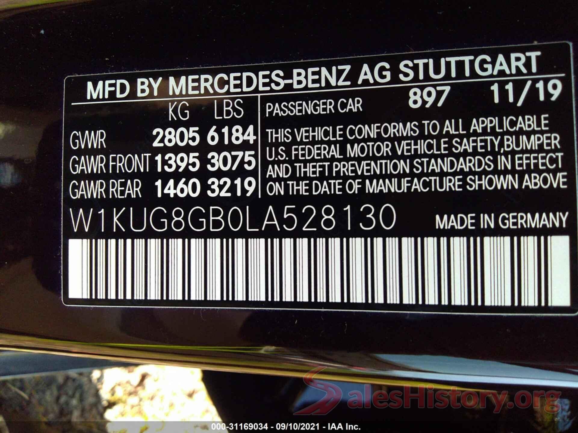 W1KUG8GB0LA528130 2020 MERCEDES-BENZ S-CLASS