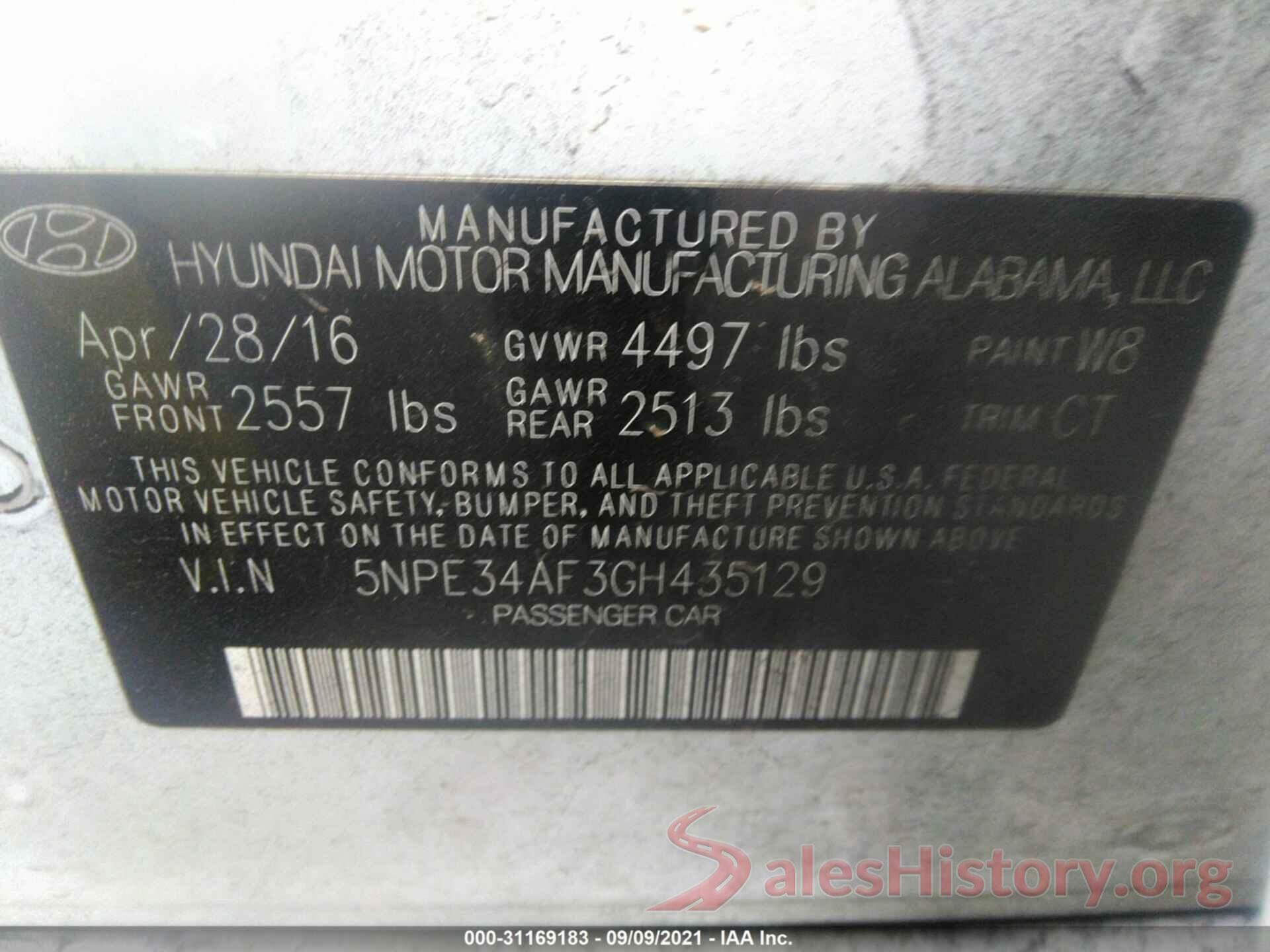 5NPE34AF3GH435129 2016 HYUNDAI SONATA