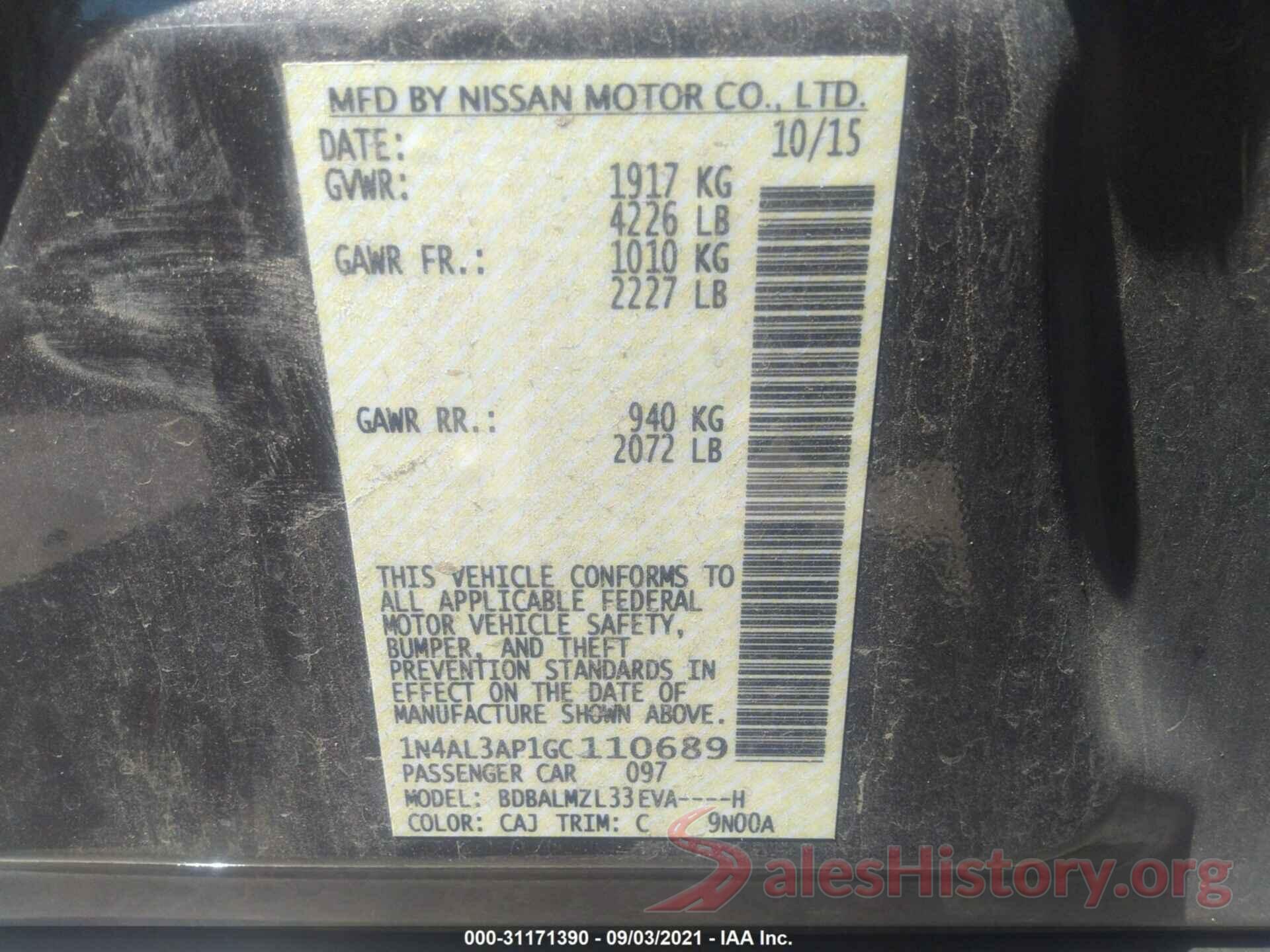 1N4AL3AP1GC110689 2016 NISSAN ALTIMA