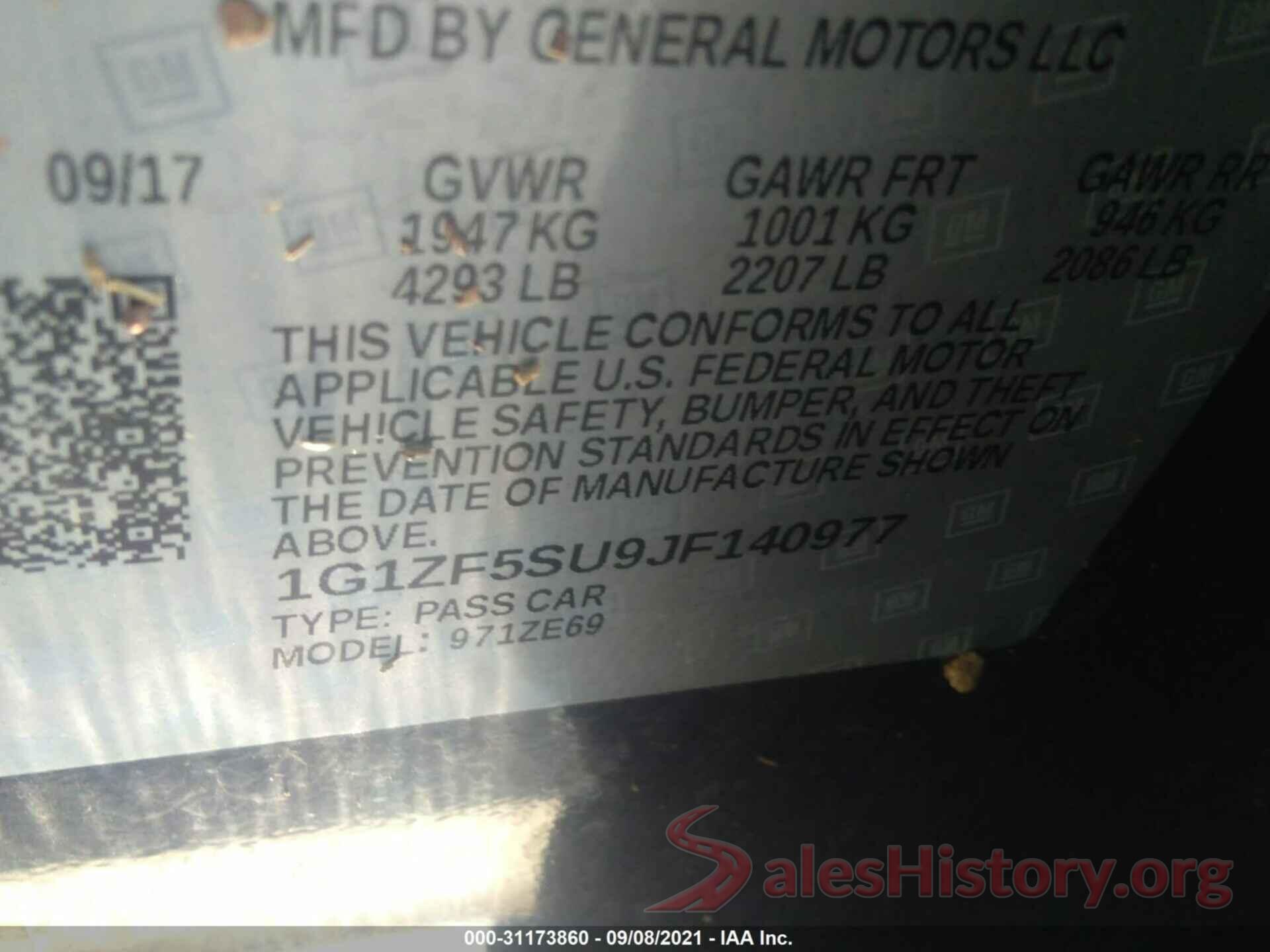 1G1ZF5SU9JF140977 2018 CHEVROLET MALIBU