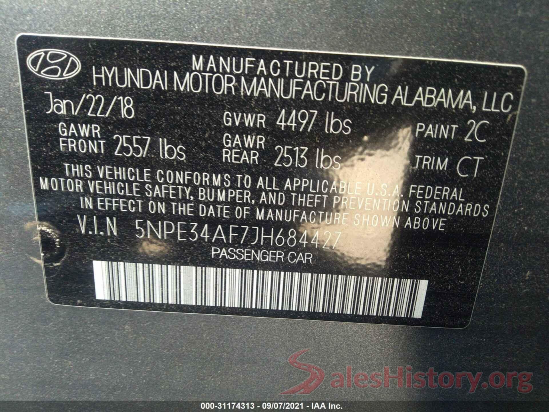 5NPE34AF7JH684427 2018 HYUNDAI SONATA