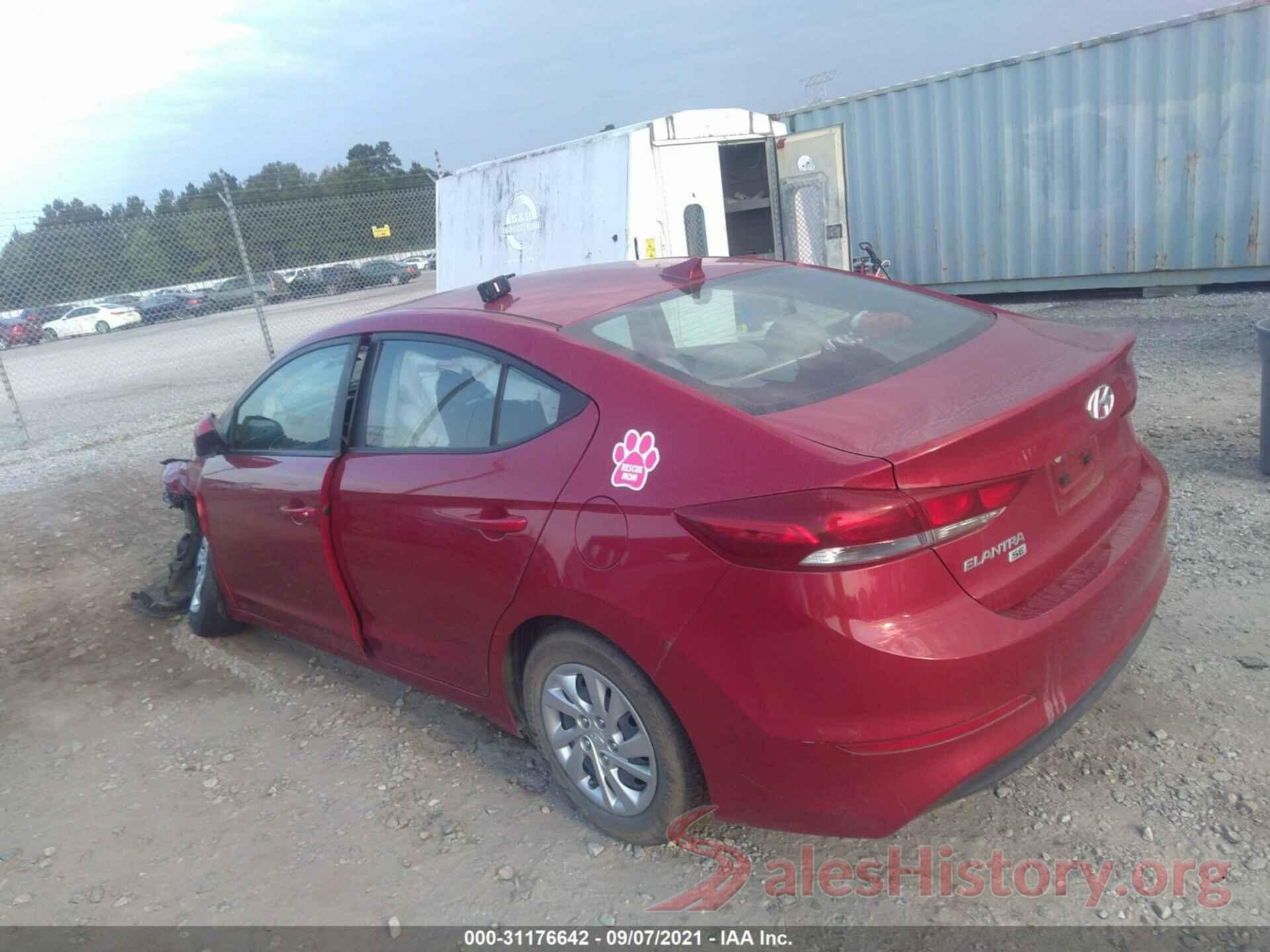 KMHD74LF2HU162121 2017 HYUNDAI ELANTRA