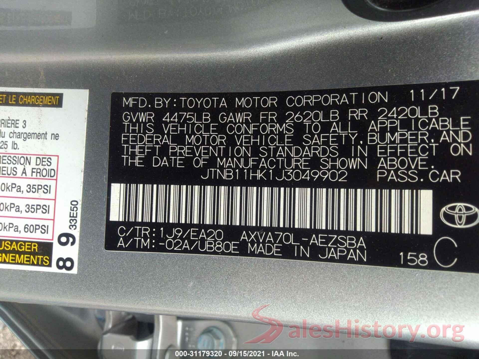 JTNB11HK1J3049902 2018 TOYOTA CAMRY