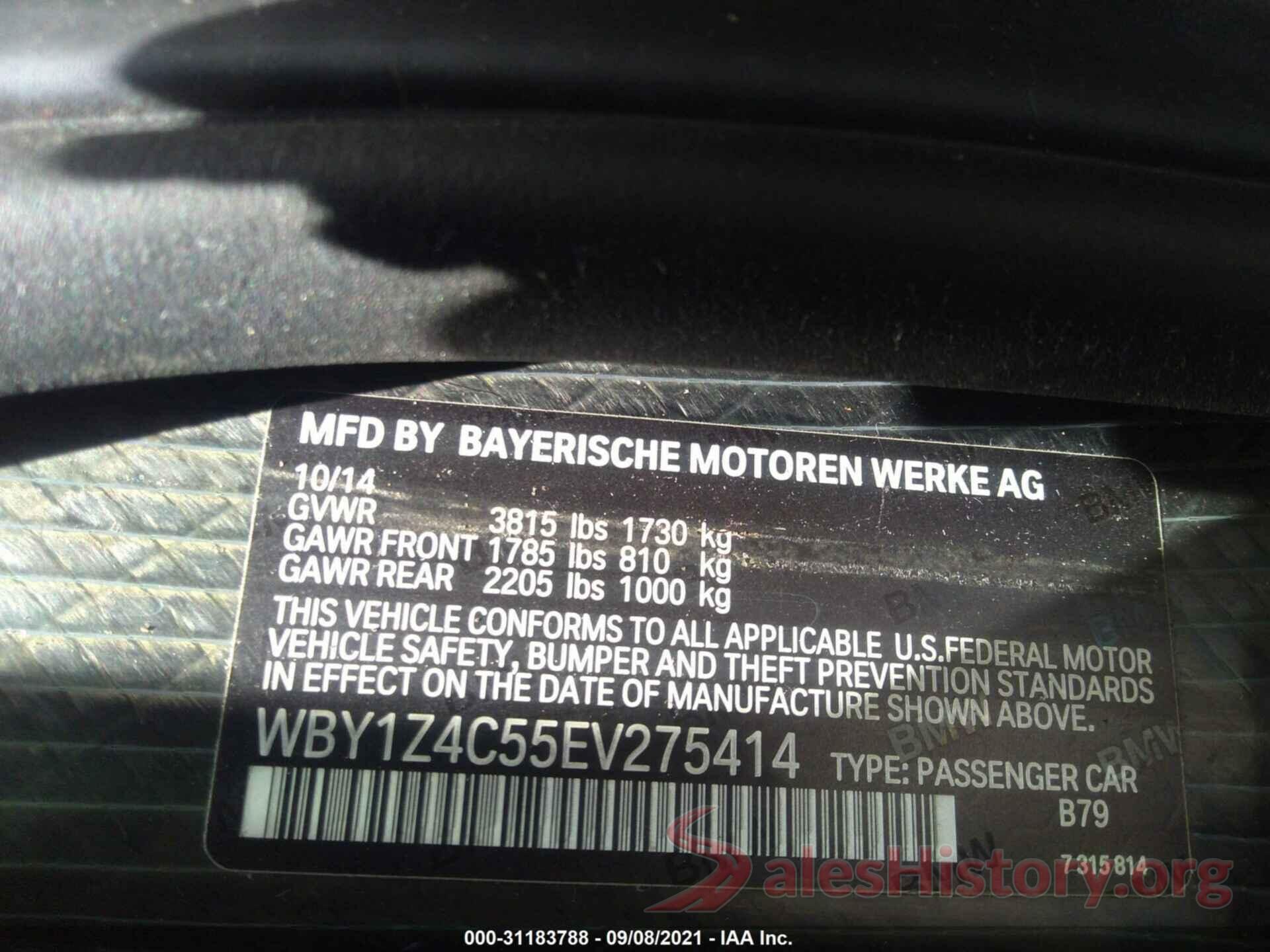 WBY1Z4C55EV275414 2014 BMW I3