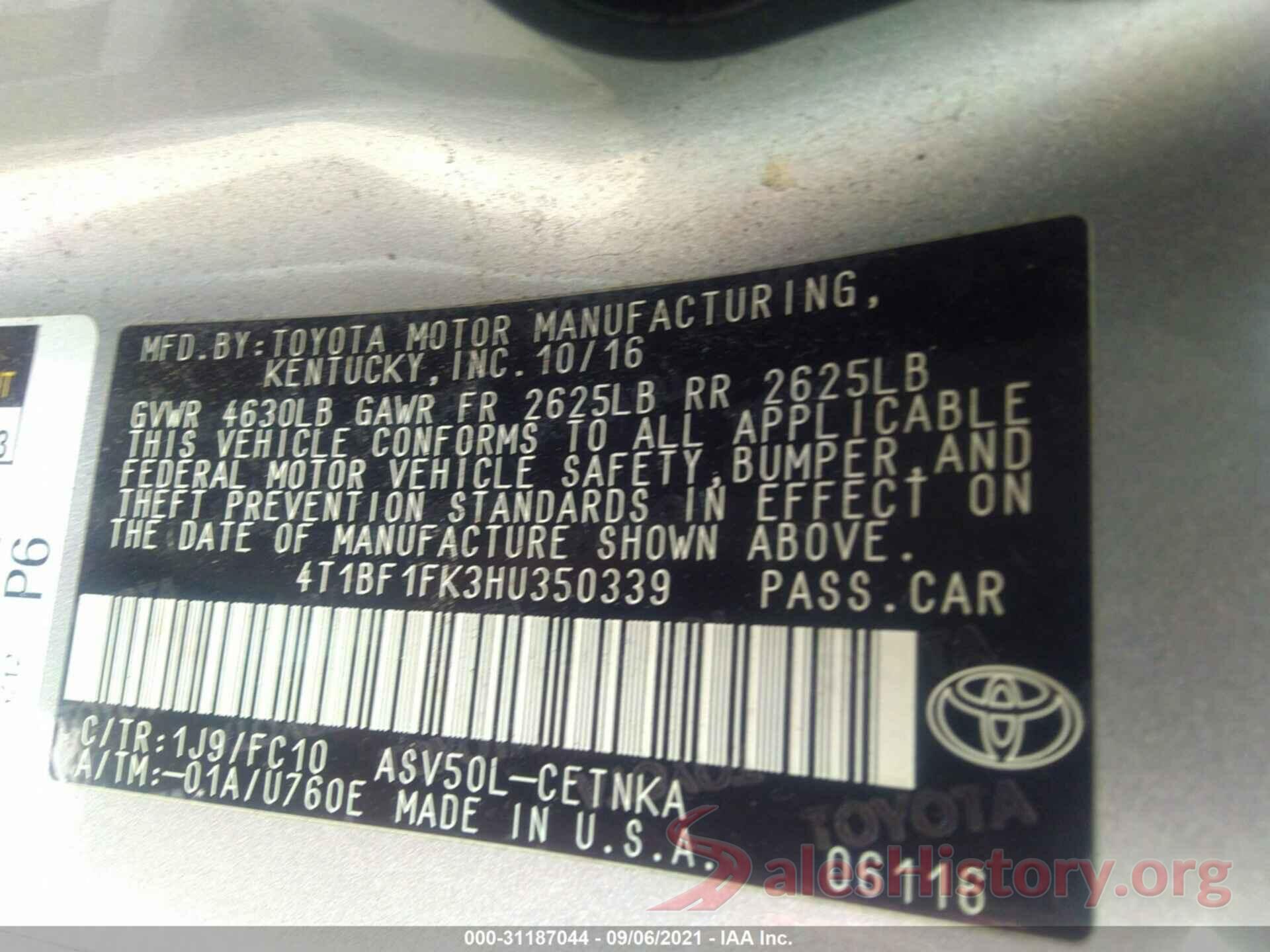 4T1BF1FK3HU350339 2017 TOYOTA CAMRY