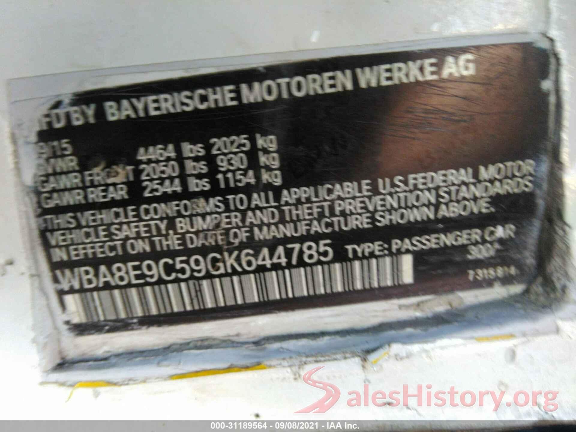 WBA8E9C59GK644785 2016 BMW 3 SERIES