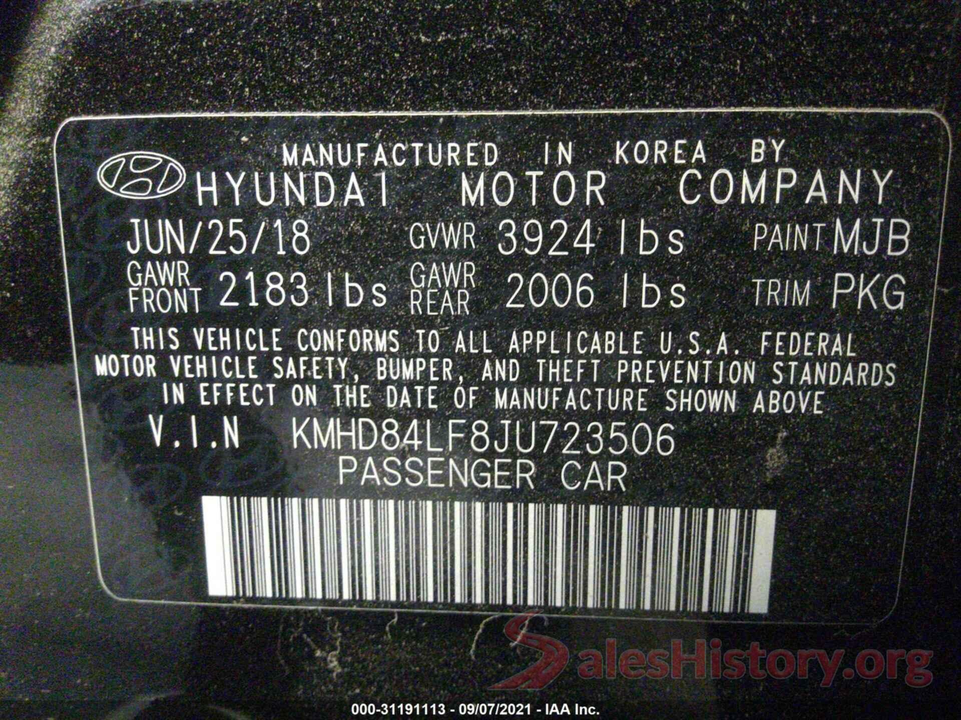 KMHD84LF8JU723506 2018 HYUNDAI ELANTRA