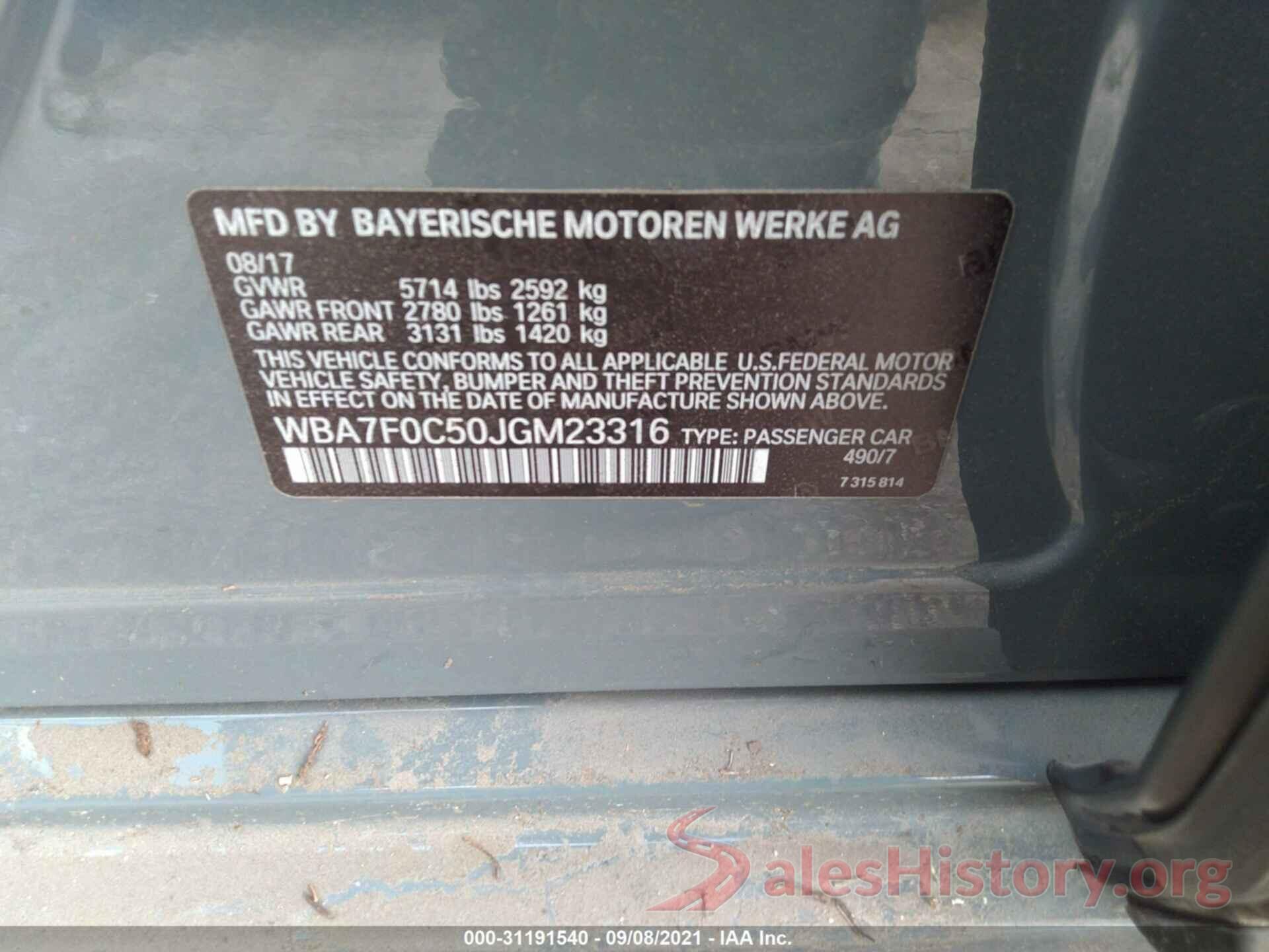 WBA7F0C50JGM23316 2018 BMW 7 SERIES