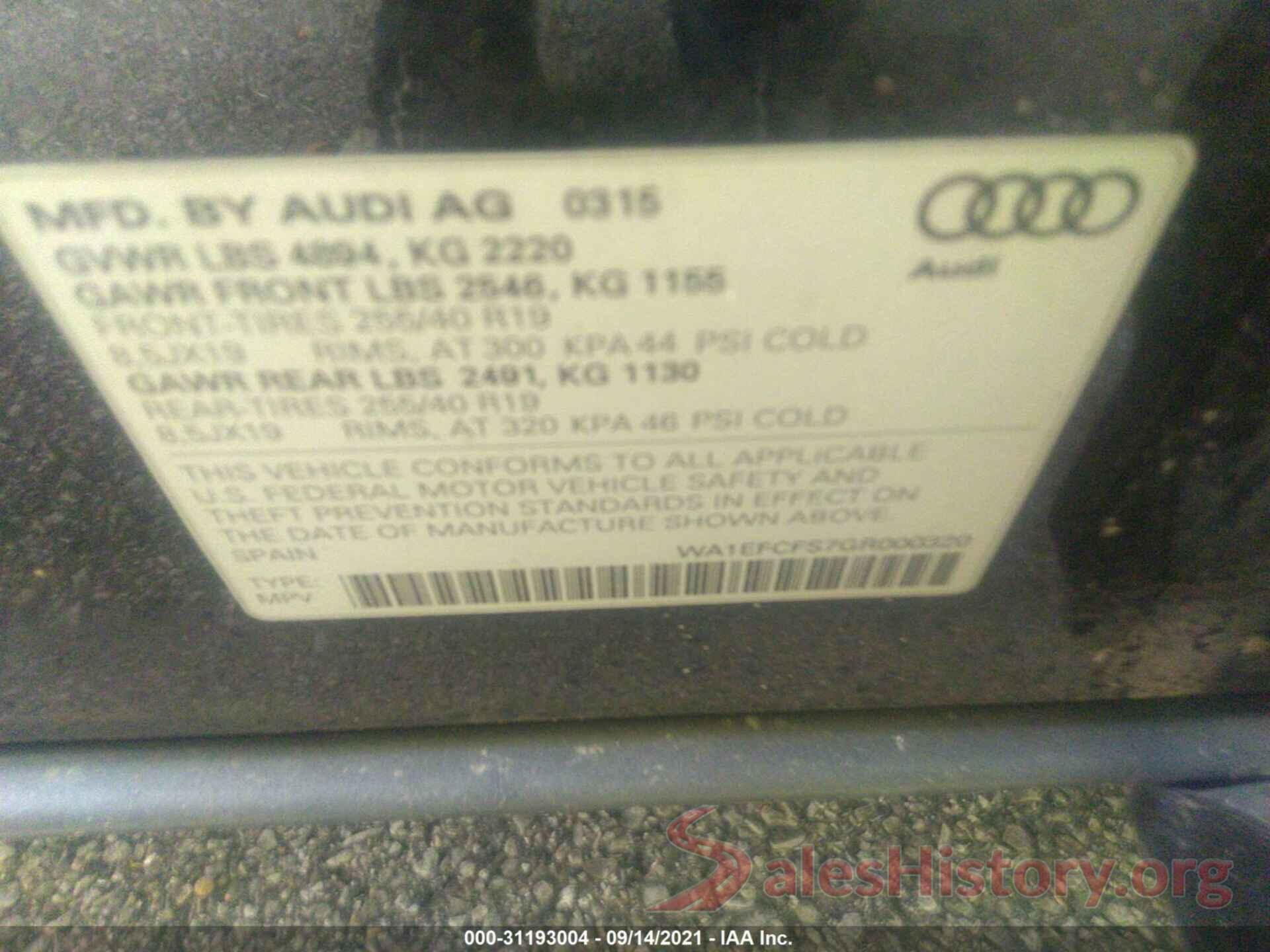 WA1EFCFS7GR000320 2016 AUDI Q3