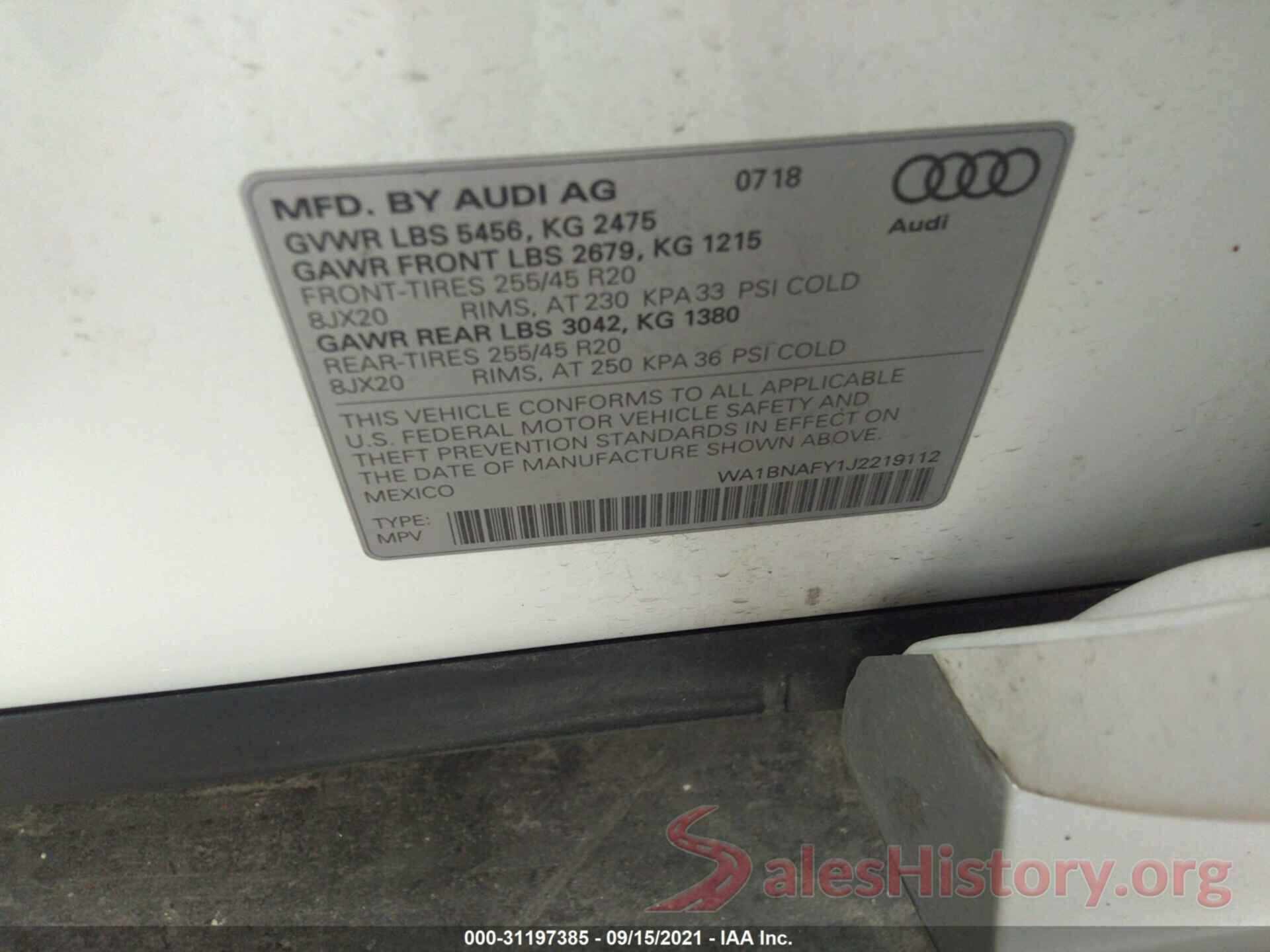 WA1BNAFY1J2219112 2018 AUDI Q5