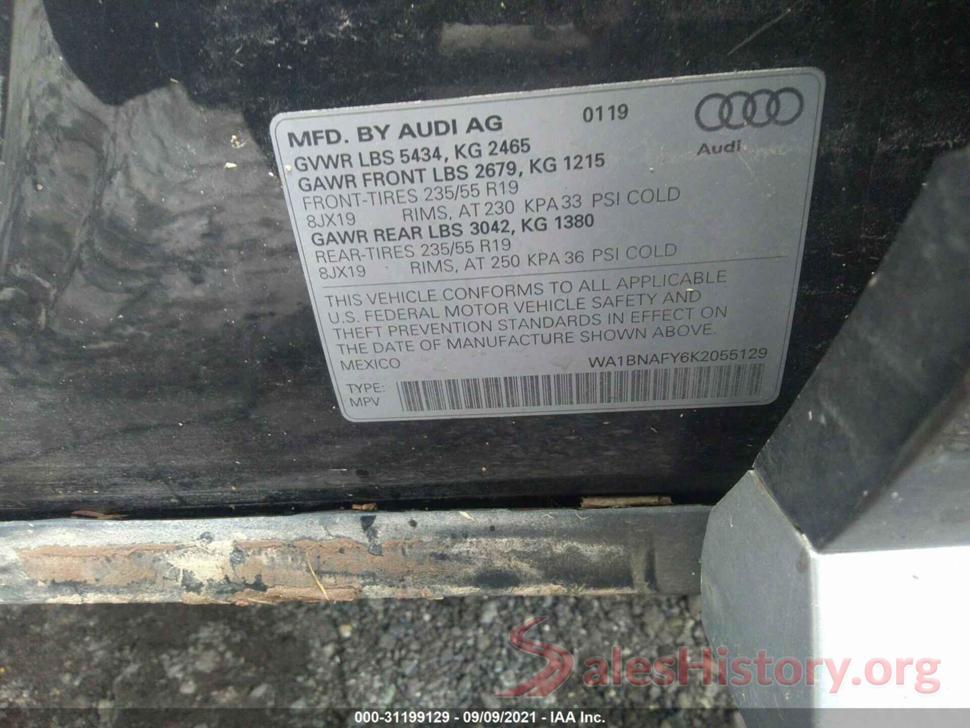 WA1BNAFY6K2055129 2019 AUDI Q5