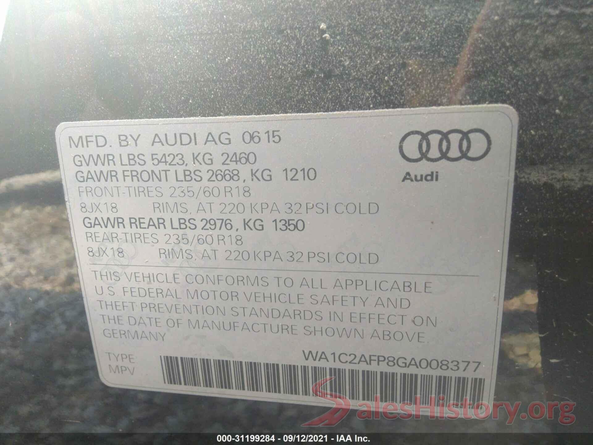 WA1C2AFP8GA008377 2016 AUDI Q5