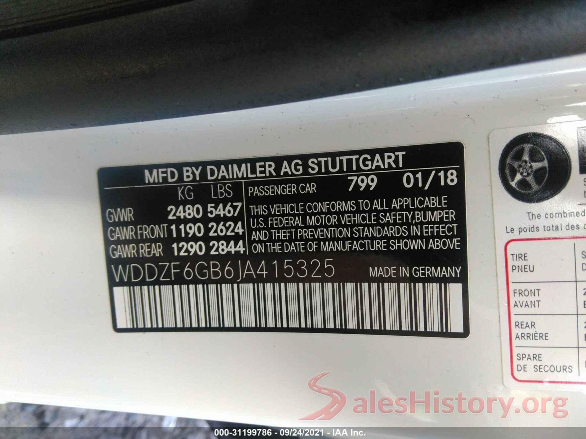 WDDZF6GB6JA415325 2018 MERCEDES-BENZ E-CLASS