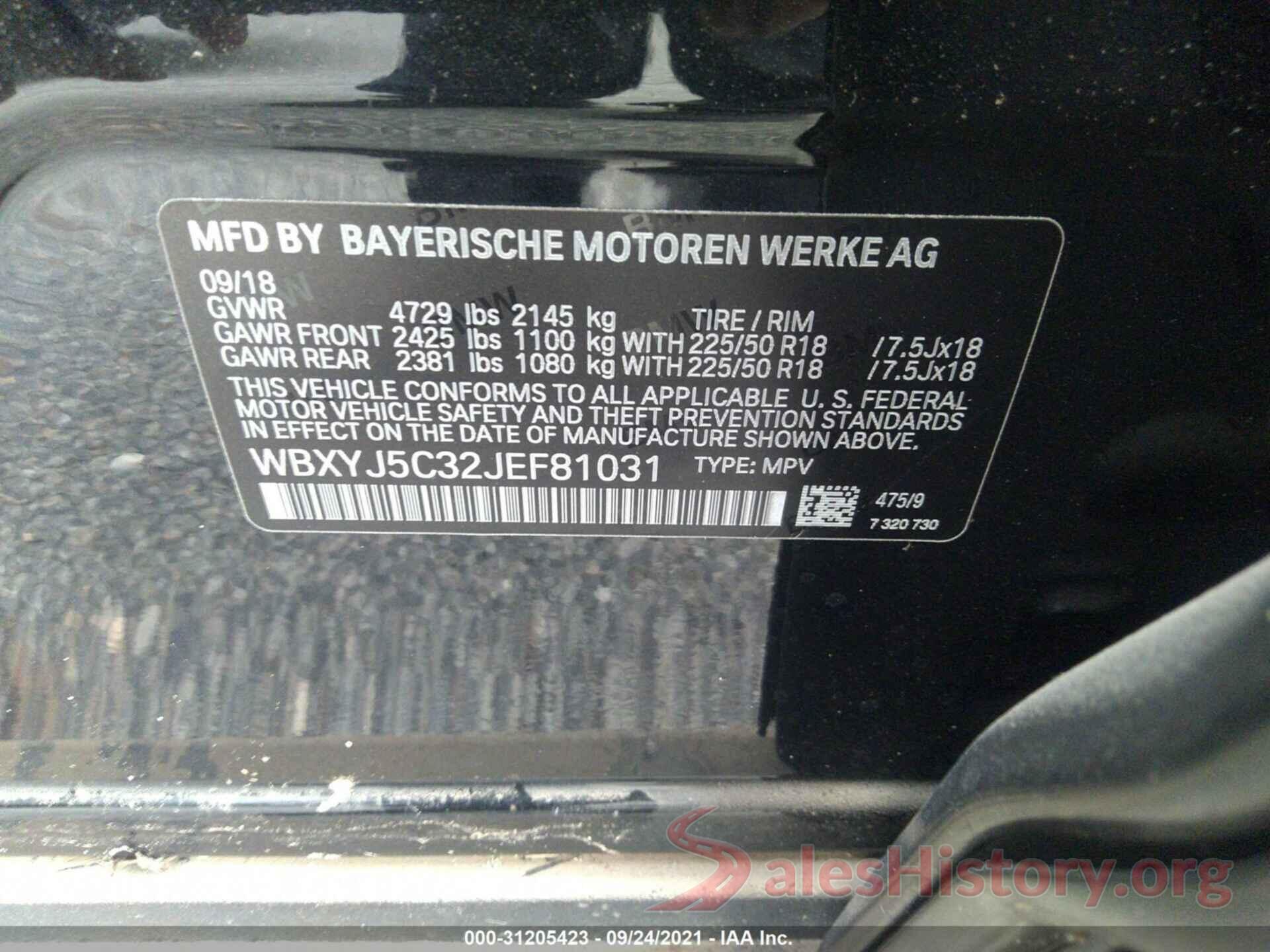 WBXYJ5C32JEF81031 2018 BMW X2