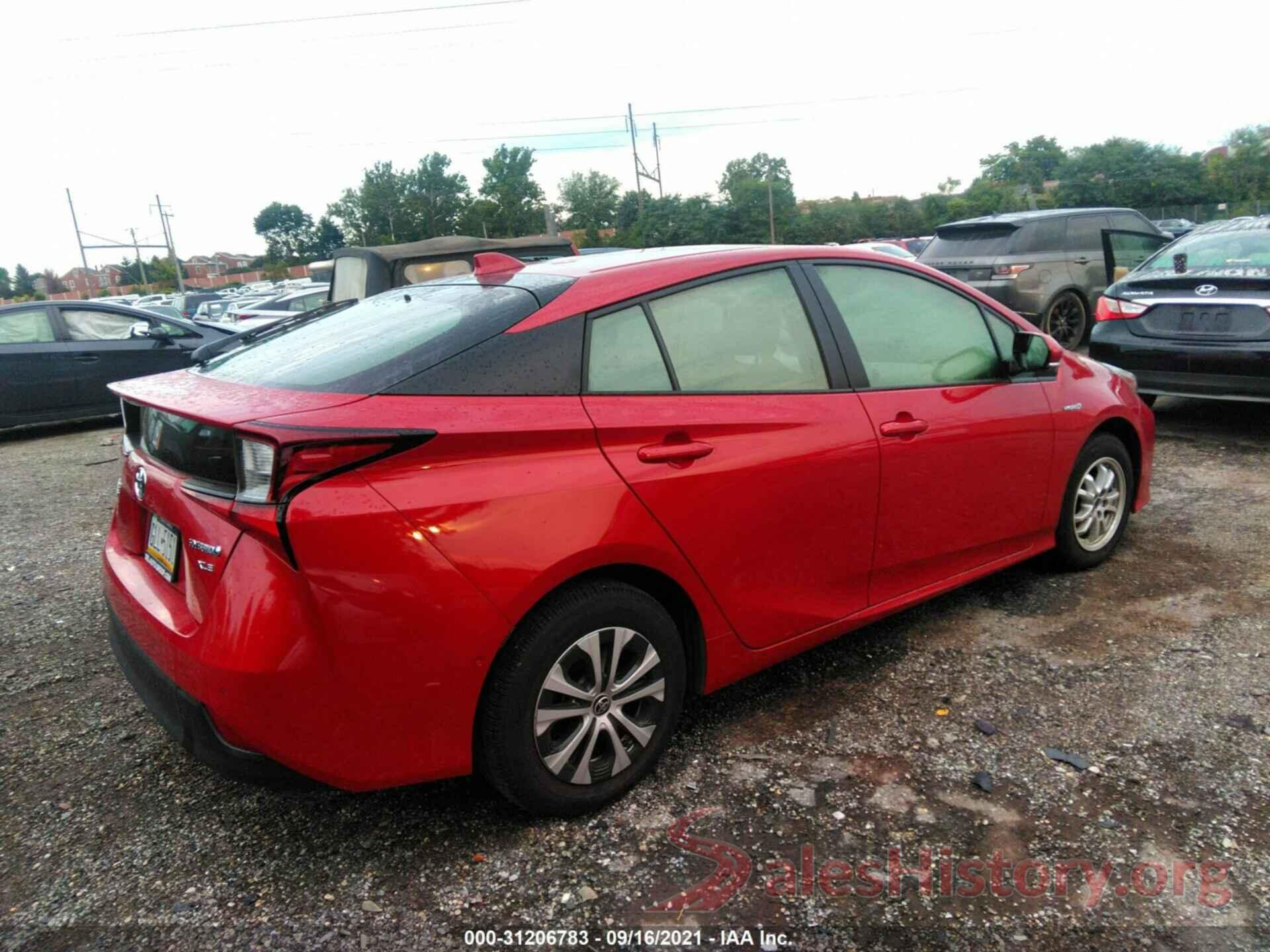 JTDL9RFU4L3016996 2020 TOYOTA PRIUS