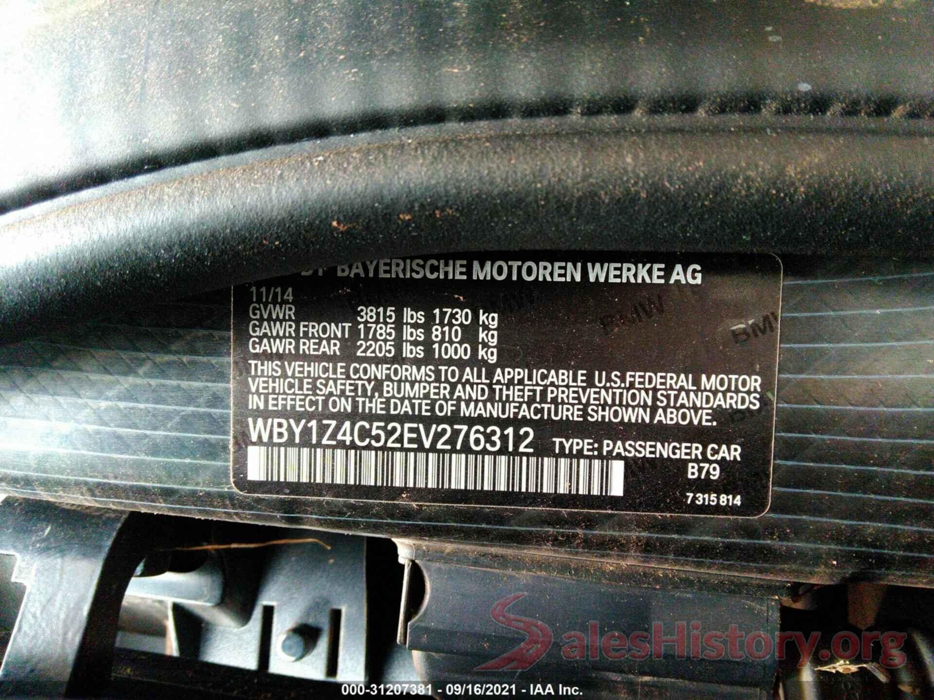 WBY1Z4C52EV276312 2014 BMW I3