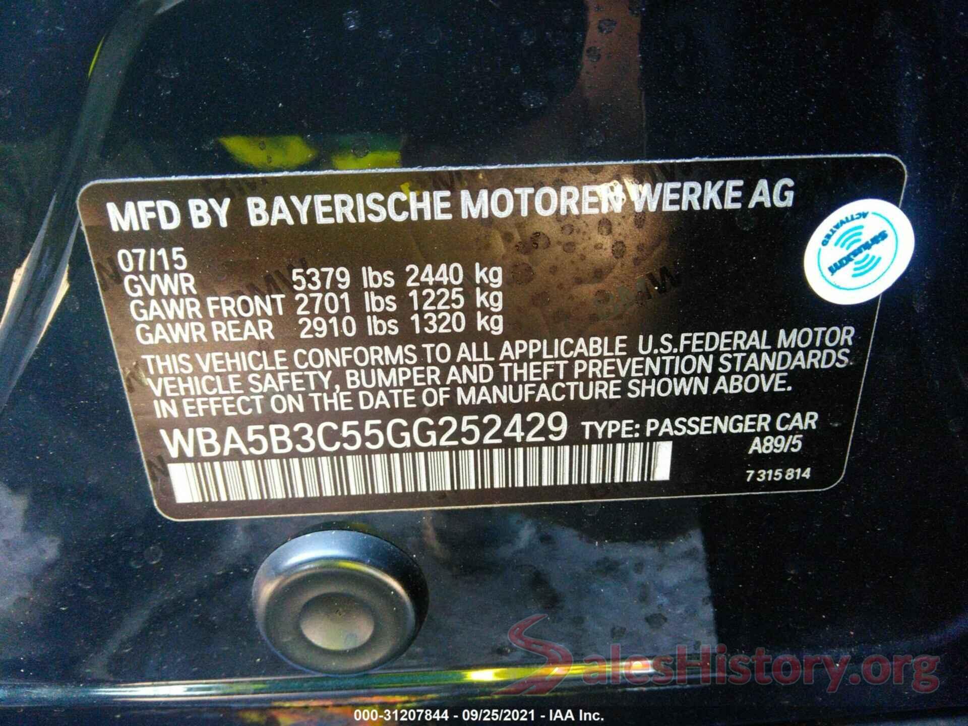 WBA5B3C55GG252429 2016 BMW 5 SERIES