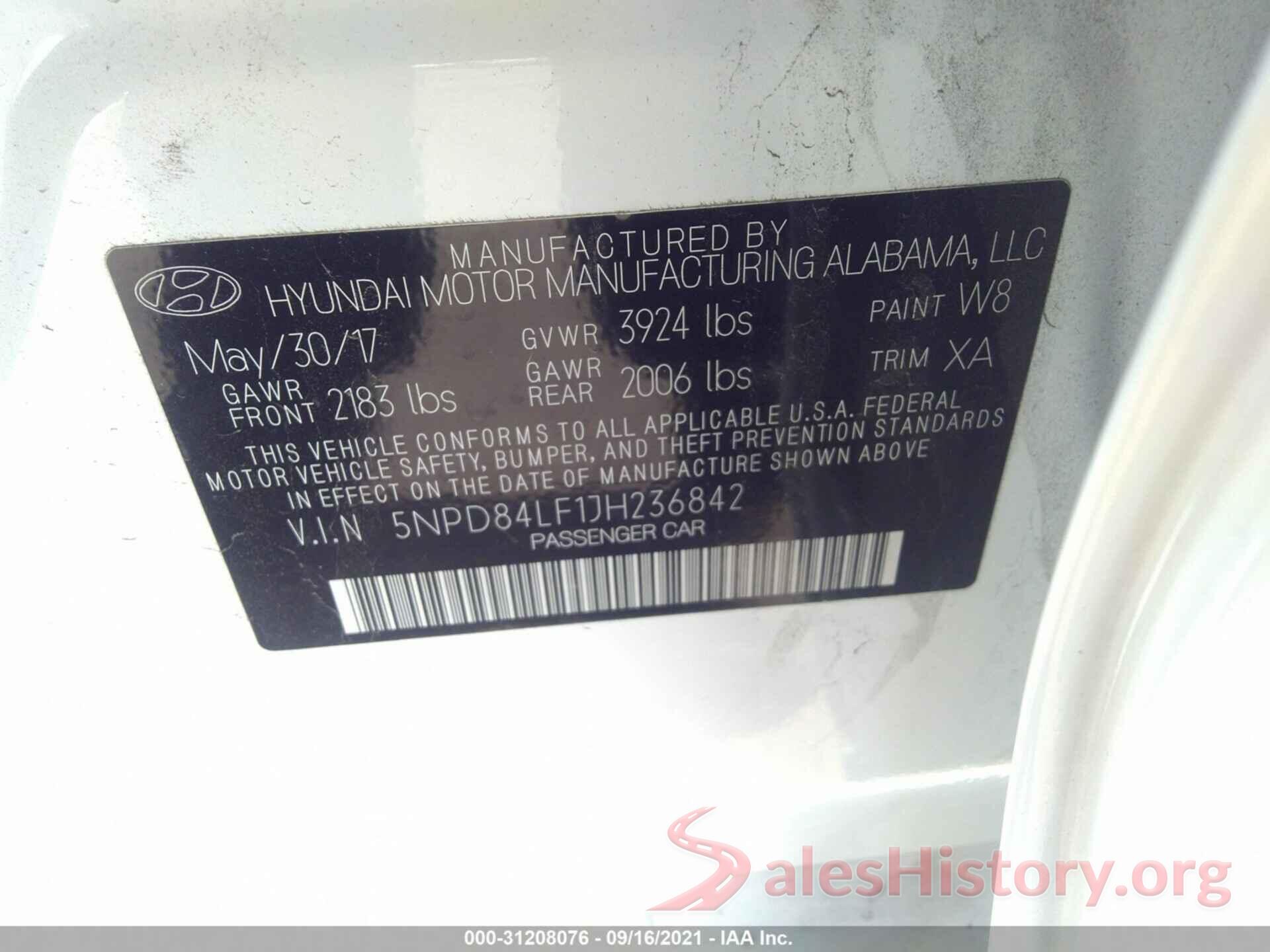 5NPD84LF1JH236842 2018 HYUNDAI ELANTRA