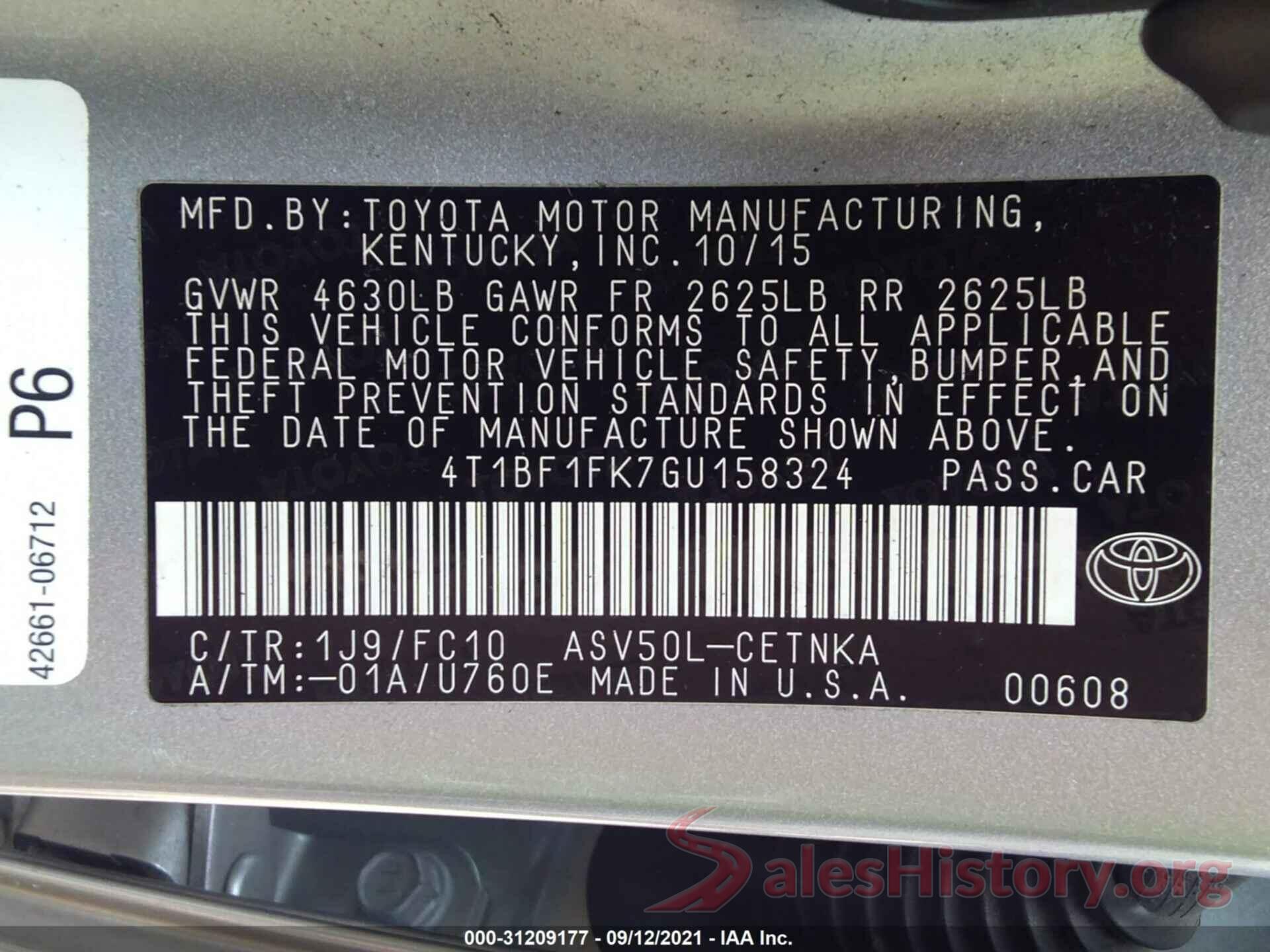 4T1BF1FK7GU158324 2016 TOYOTA CAMRY