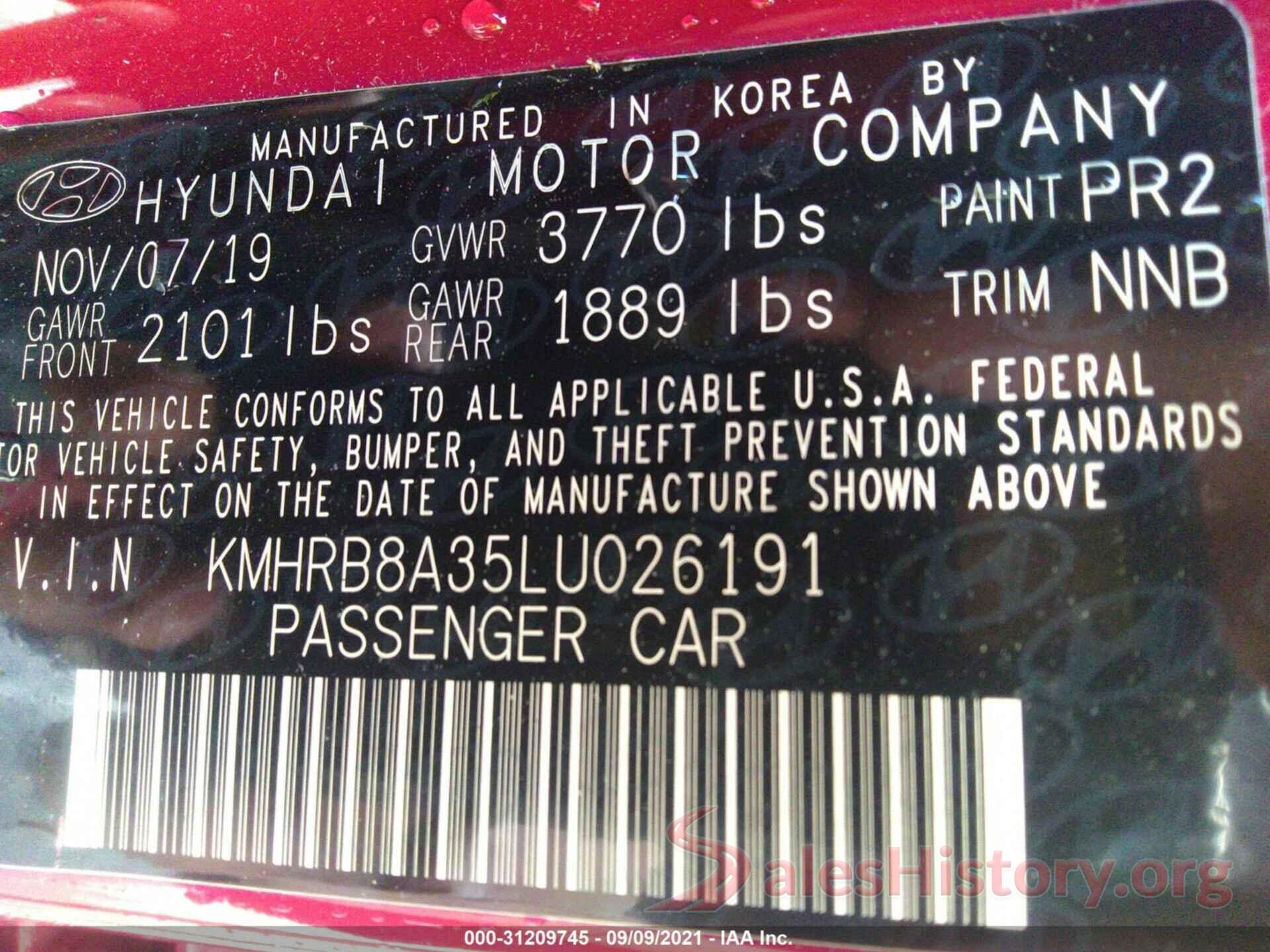 KMHRB8A35LU026191 2020 HYUNDAI VENUE